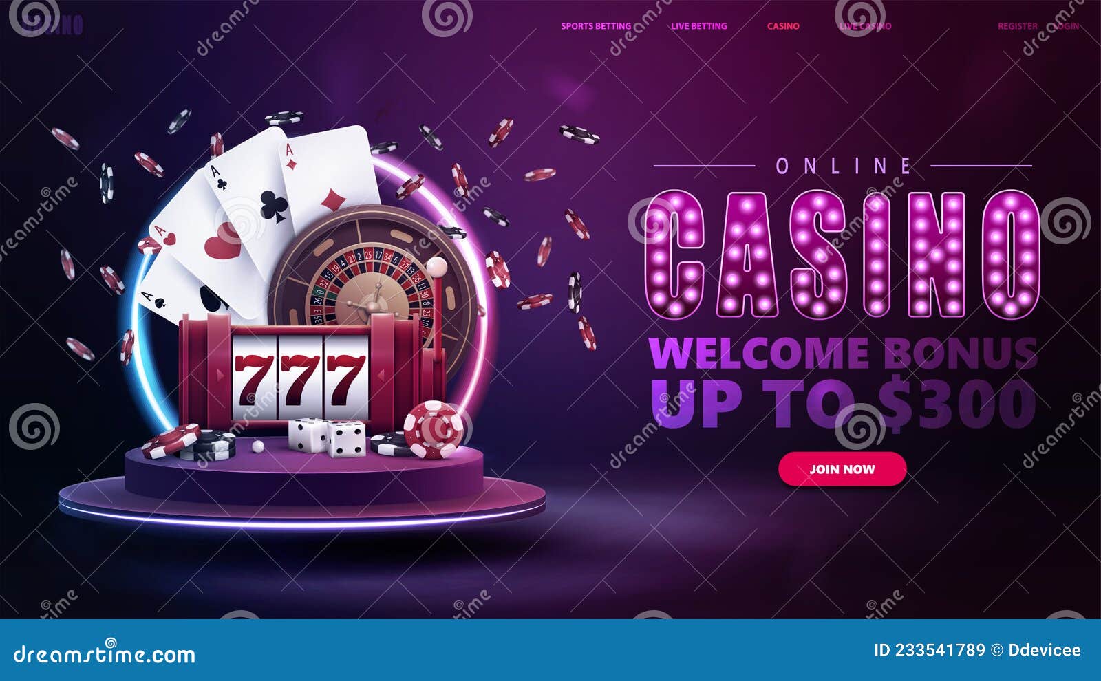 Jogo de casino online com texto dourado e máquina de roleta