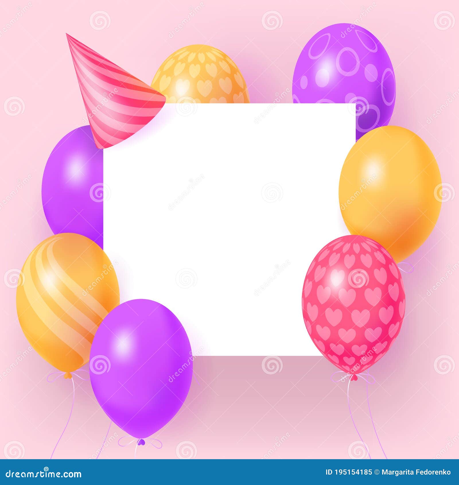 Diseño de tarjeta de felicitación de aniversario de 2 años con globo  realista