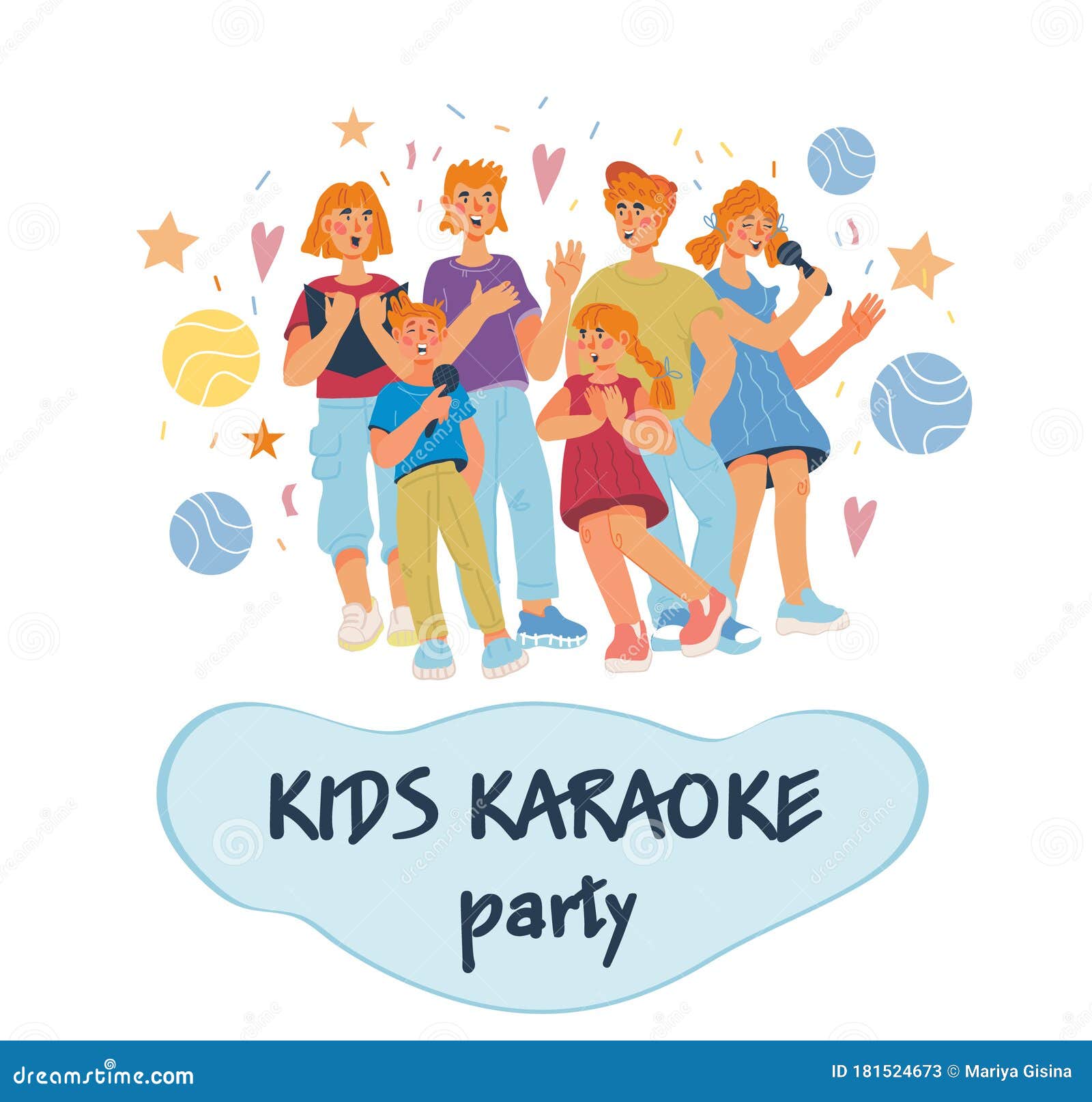 Banner De Fiesta De Karaoke Infantil O Plantilla De Afiches Con Niños  Cantantes Stock de ilustración - Ilustración de sonido, cabrito: 181524673