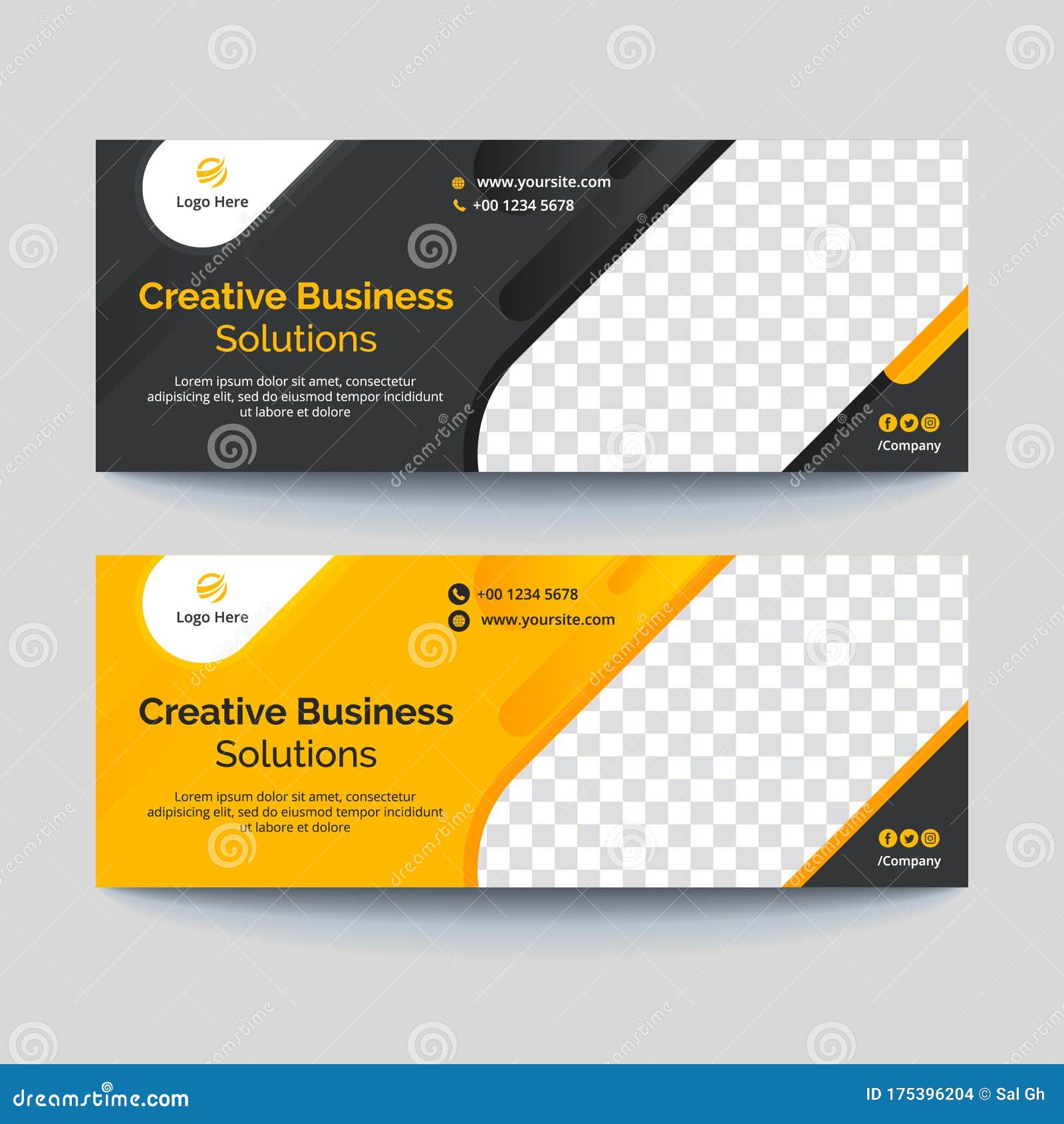 Banner De Portada De Negocios En Negro Y Amarillo Ilustración del Vector - Ilustración de corporativo, modelo: 175396204