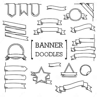 Banner Doodle, Hand Drawing Styles of Banner. Stock Vector ...
