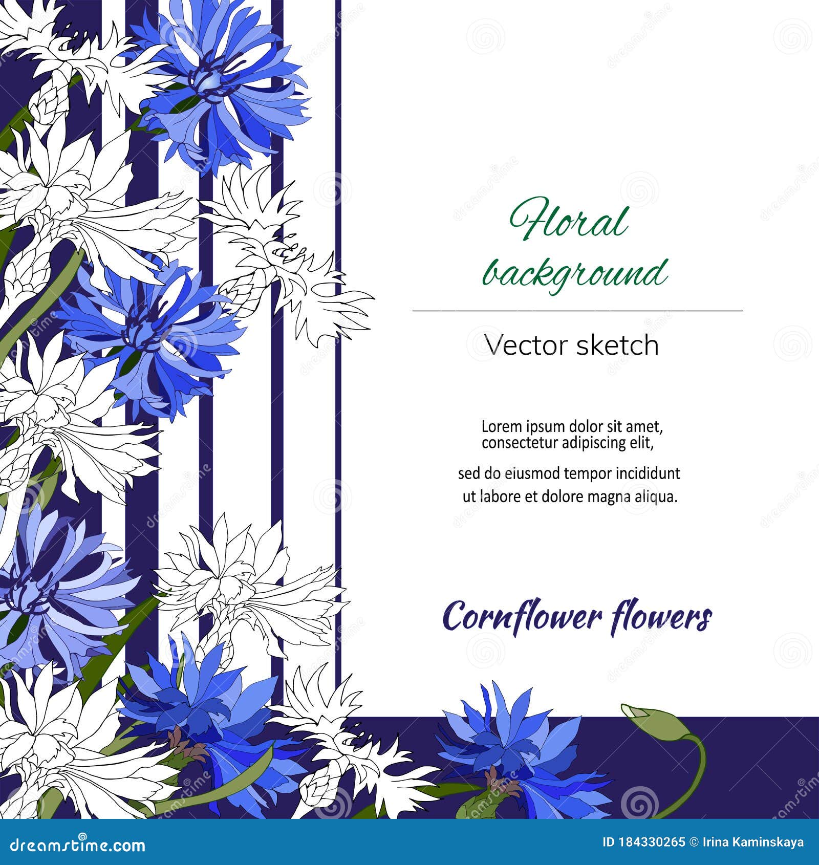 Banner Floral Con Flores Azules. Ilustración De Vector Dibujada Con Tinta  Para Saludos E Invitaciones Ilustración del Vector - Ilustración de cartel,  floral: 184330265