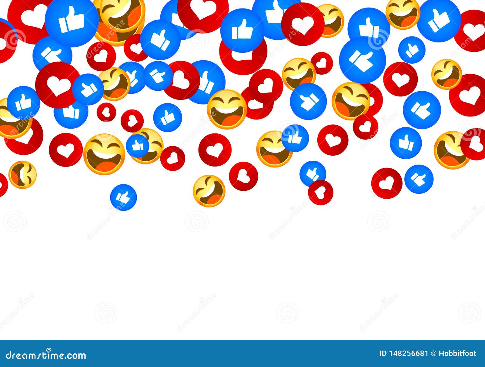banner fly like emoji hand social network. white background.