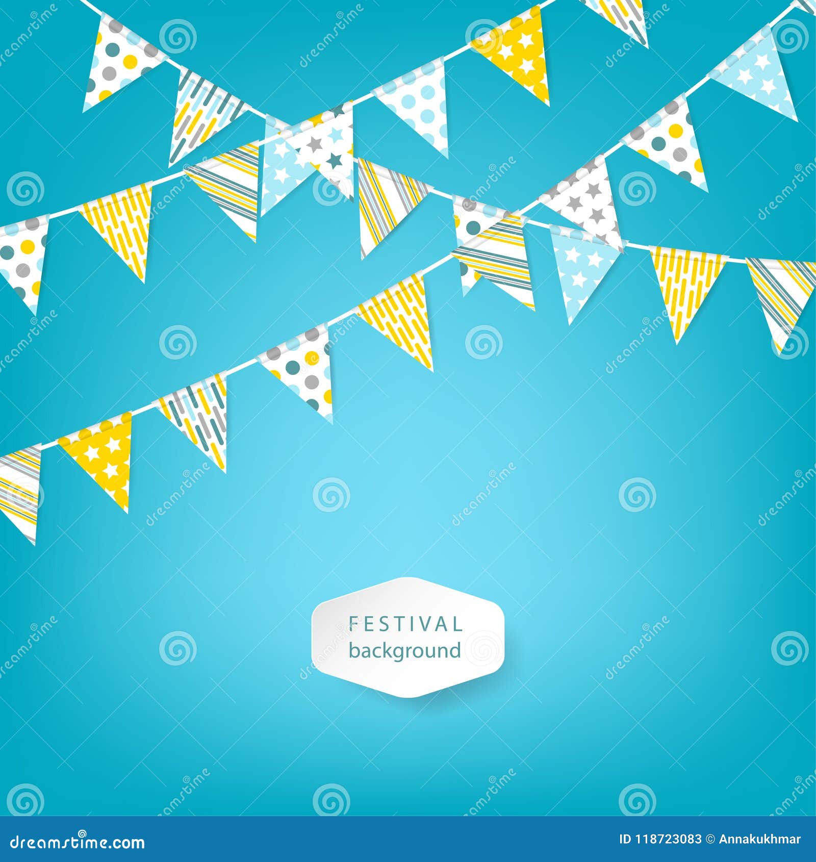 Banner with Garland of Colour Flags. Vector Illustration Stock Vector Illustration of creative