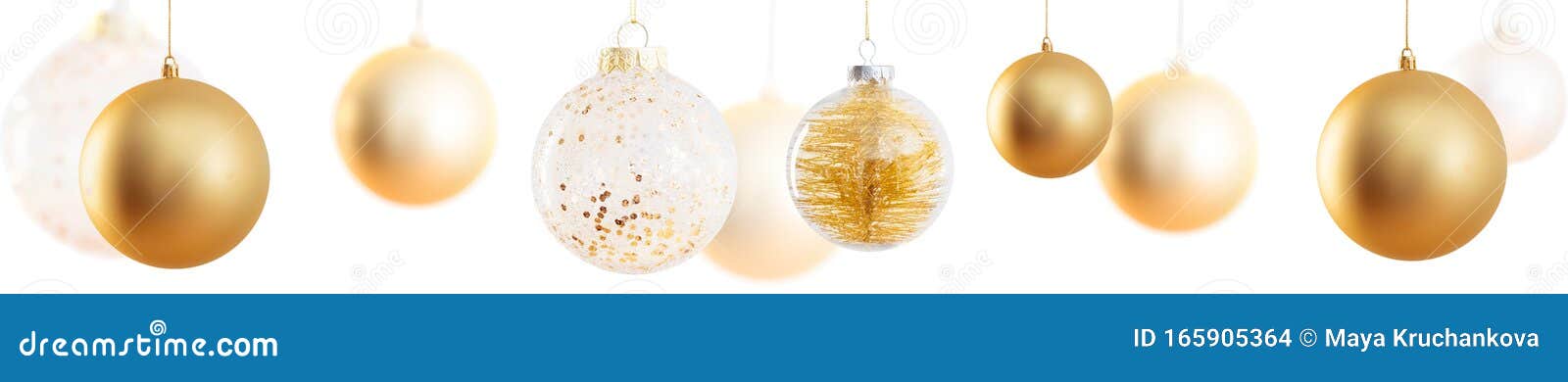 Banner with Christmas Balls Isolated on White Background Stock Photo ...