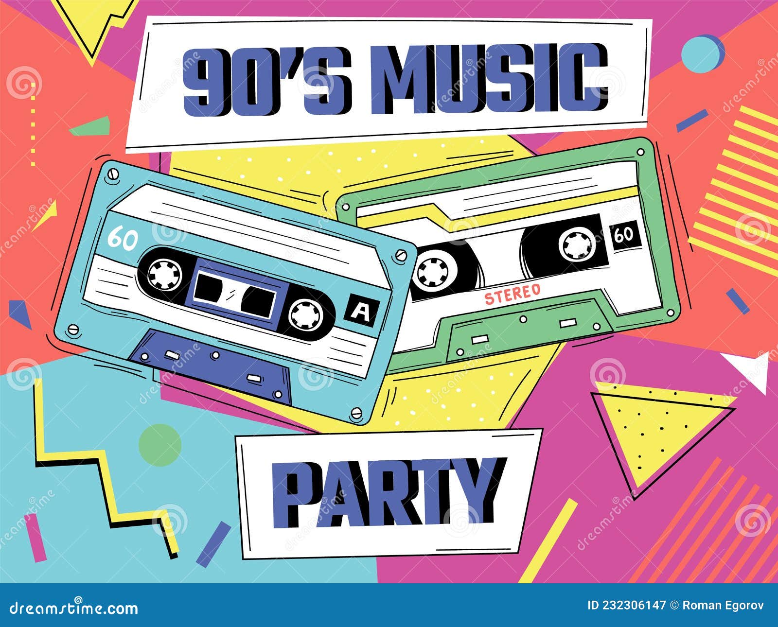 Estilo de música de dança retro de banner dos anos 80 imagem