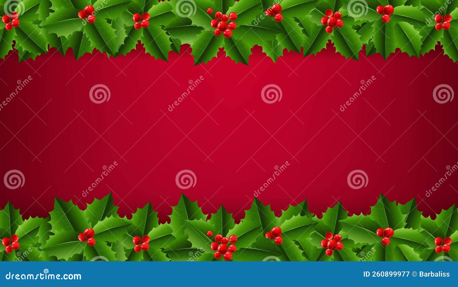 Banner with Holly Berry Border Editorial Photography - Illustration of