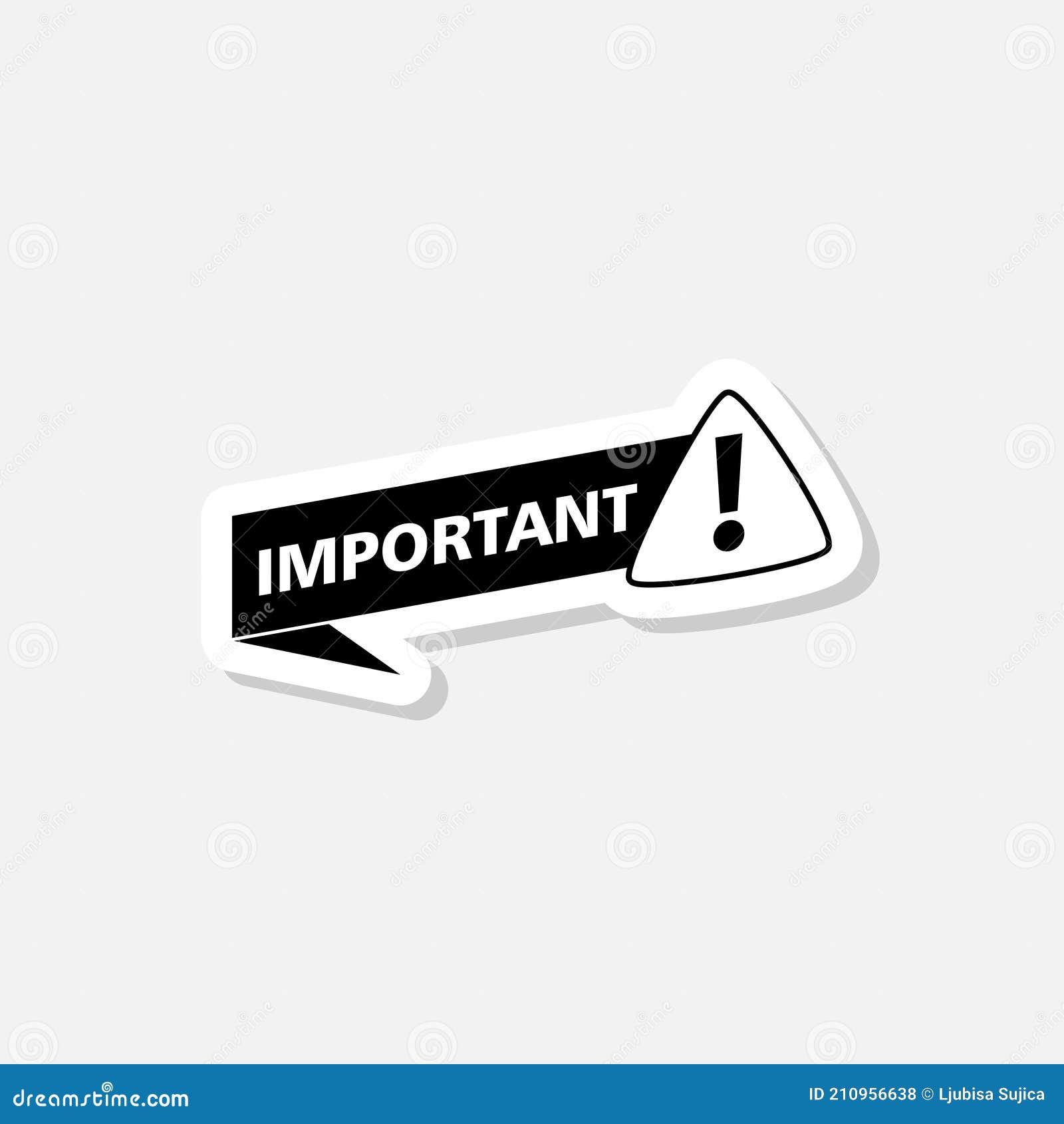 Banner Important With Exclamation Mark Sticker Stock Vector