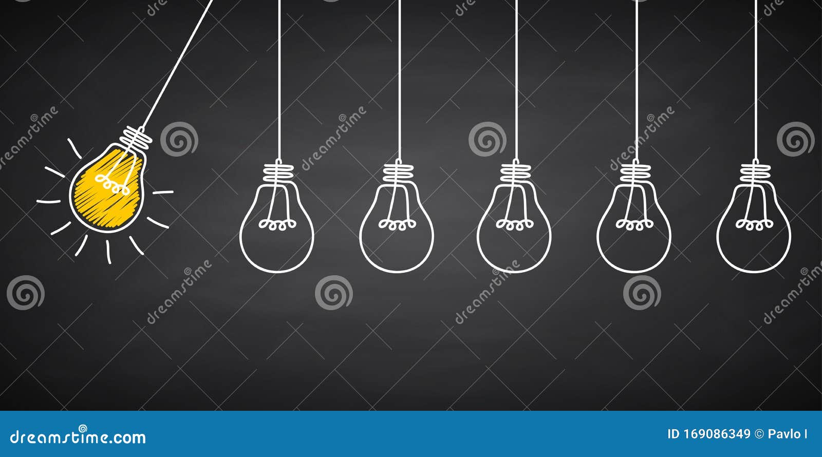 banner lightbulb idea concept, creative concept bulb sign drawn in chalk on a blackboard, innovations background - for stock