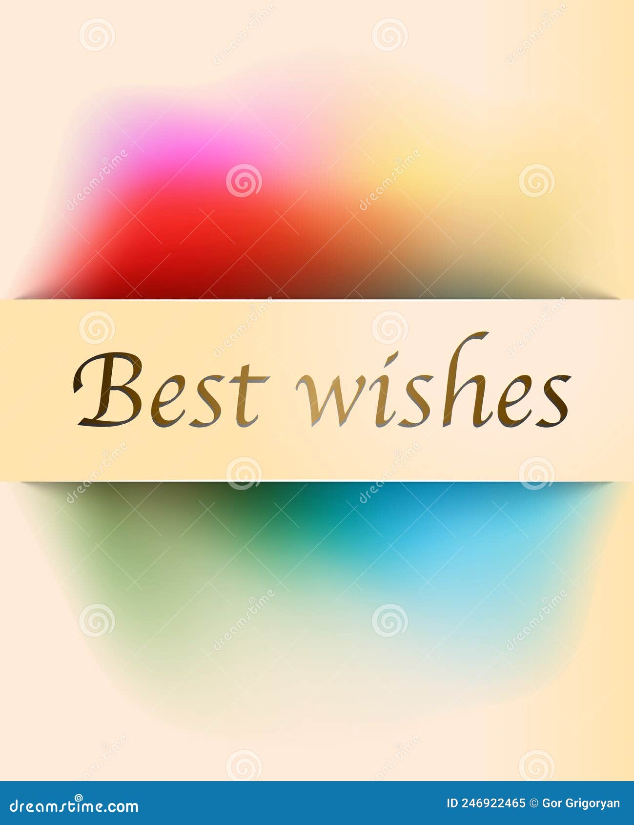 Banner with Metallic Best Wishes and Multicolored Pastel Gradient Stock