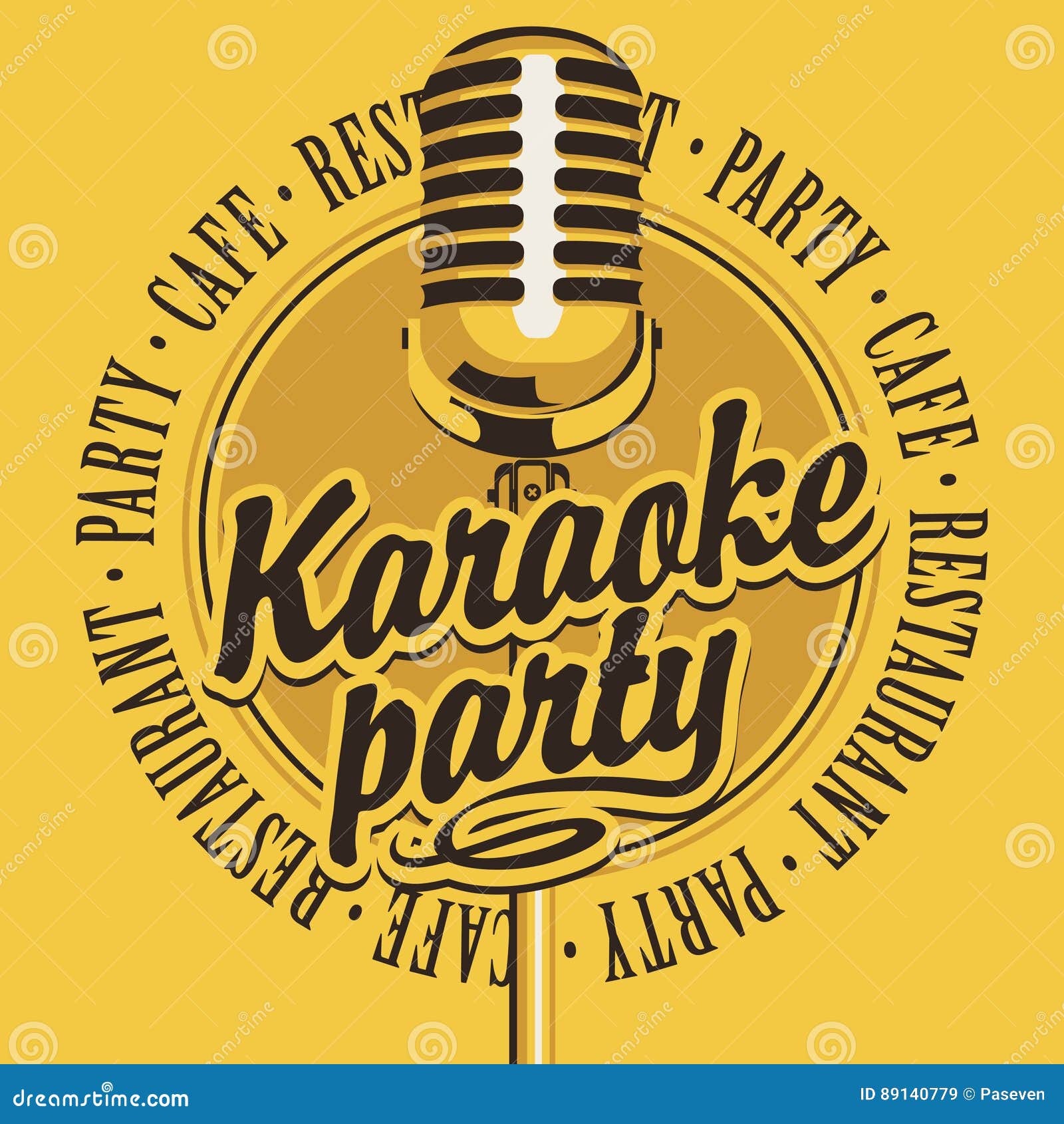Banner with Microphone for Karaoke Party Stock Vector Illustration of