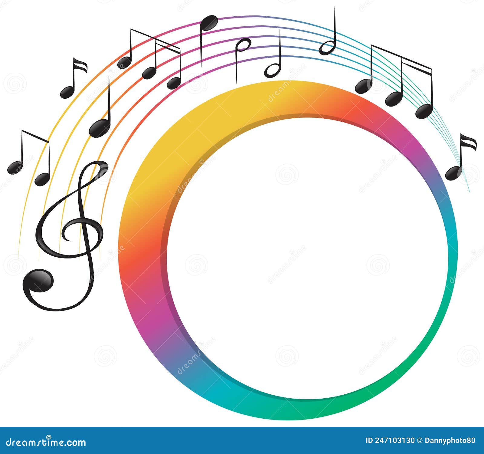 Banner Music Notes Colourful On White Background Stock Vector