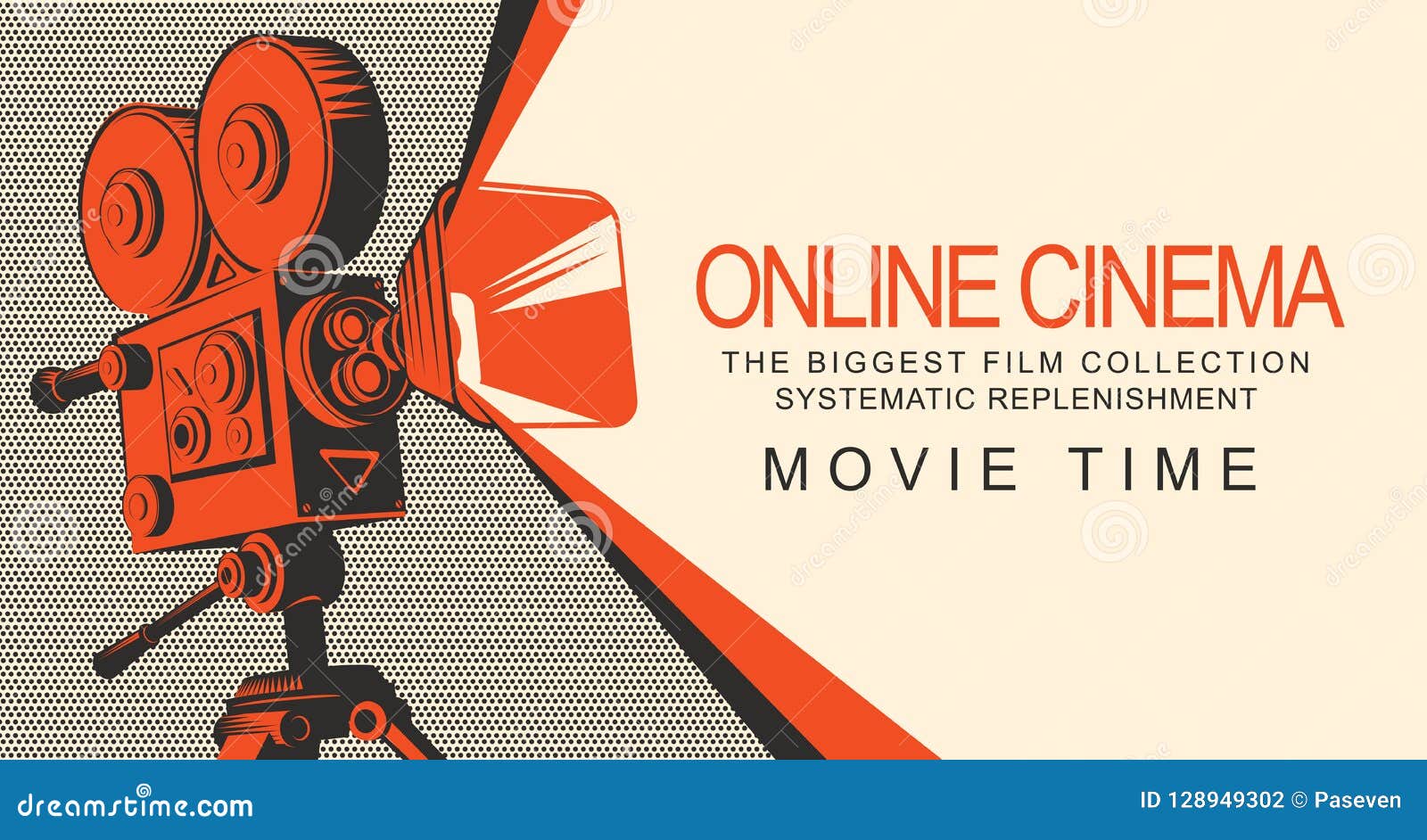 Banner for Online Cinema with Old Movie Projector Stock Vector -  Illustration of laptop, digital: 128949302