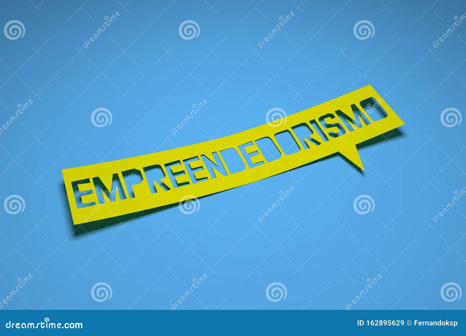 bubble speech with cut out phrase `empreendedorismo` in the paper. `entrepreneurship` in portuguese. 3d rendering