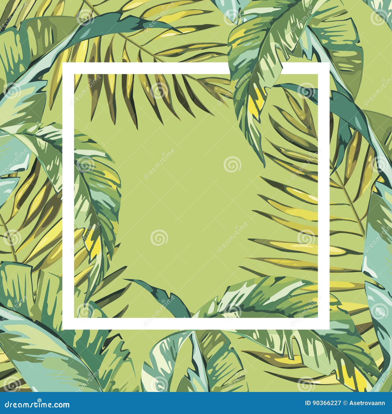 Banner, Poster with Palm Leaves, Jungle Leaf. Beautiful Vector Floral ...