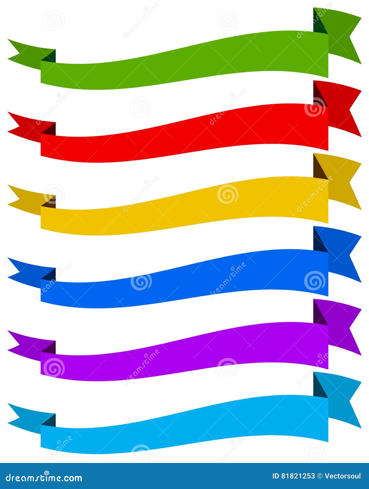 Banner / Ribbon Templates in Dynamic Style. 6 Colors Stock Vector Banner / Ribbon Templates in Dynamic Style. 6 Colors Stock Vector