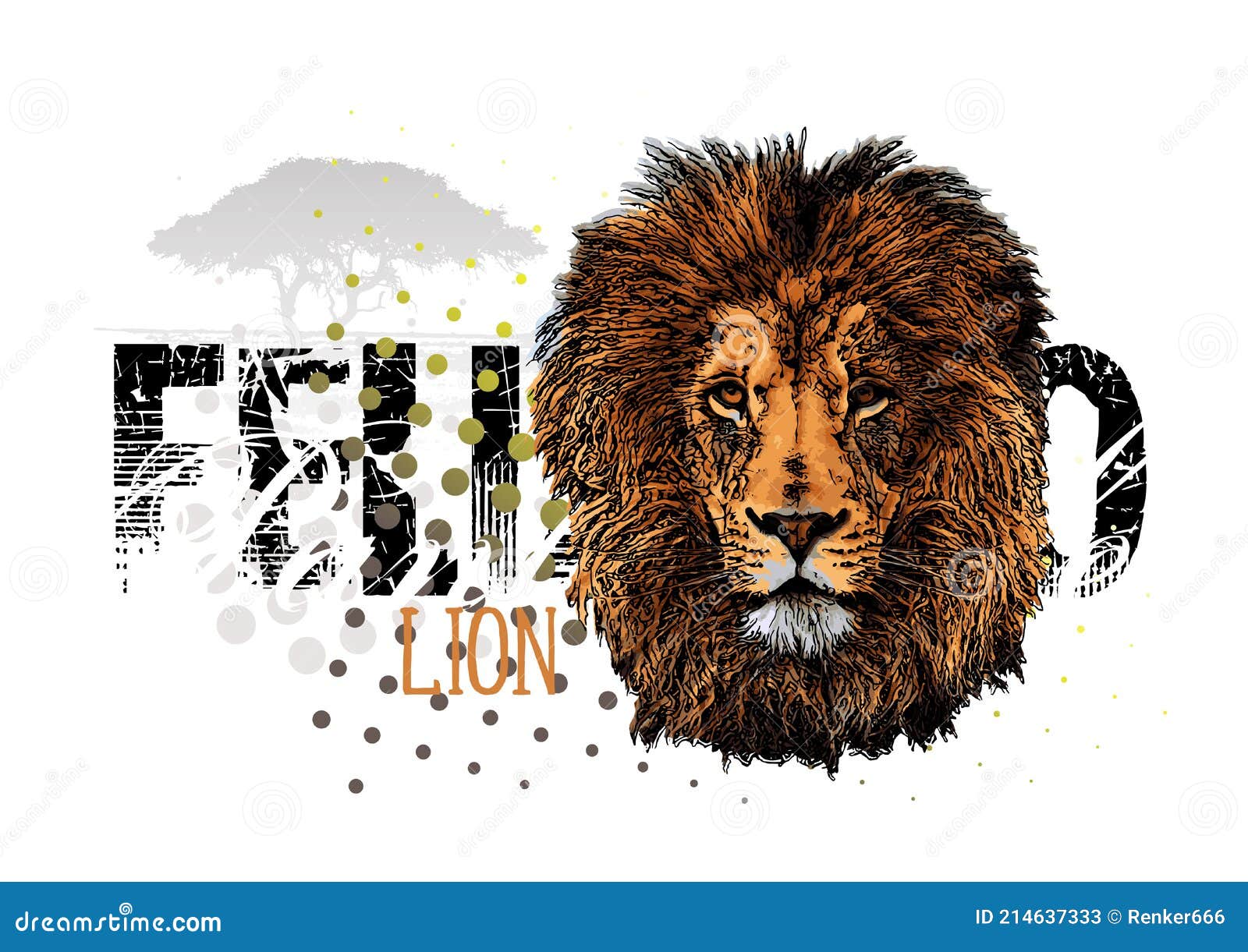 Lion Banner Vector Illustration Stock Vector - Illustration of wildlife,  isolated: 214637333