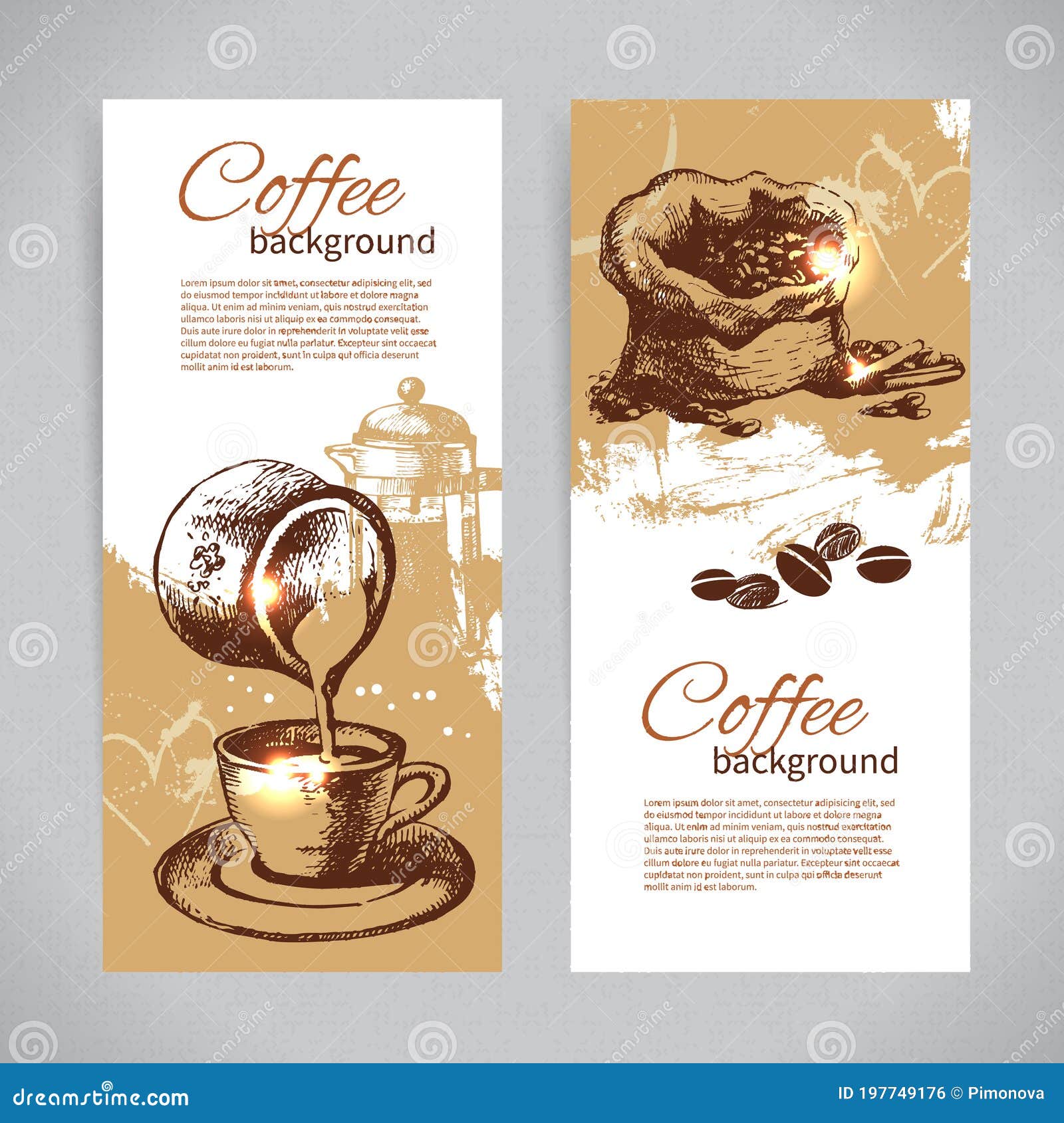 Banner Set of Vintage Coffee Backgrounds. Menu for Restaurant, Cafe, Bar,  Coffeehouse Stock Vector - Illustration of drawn, cafe: 197749176