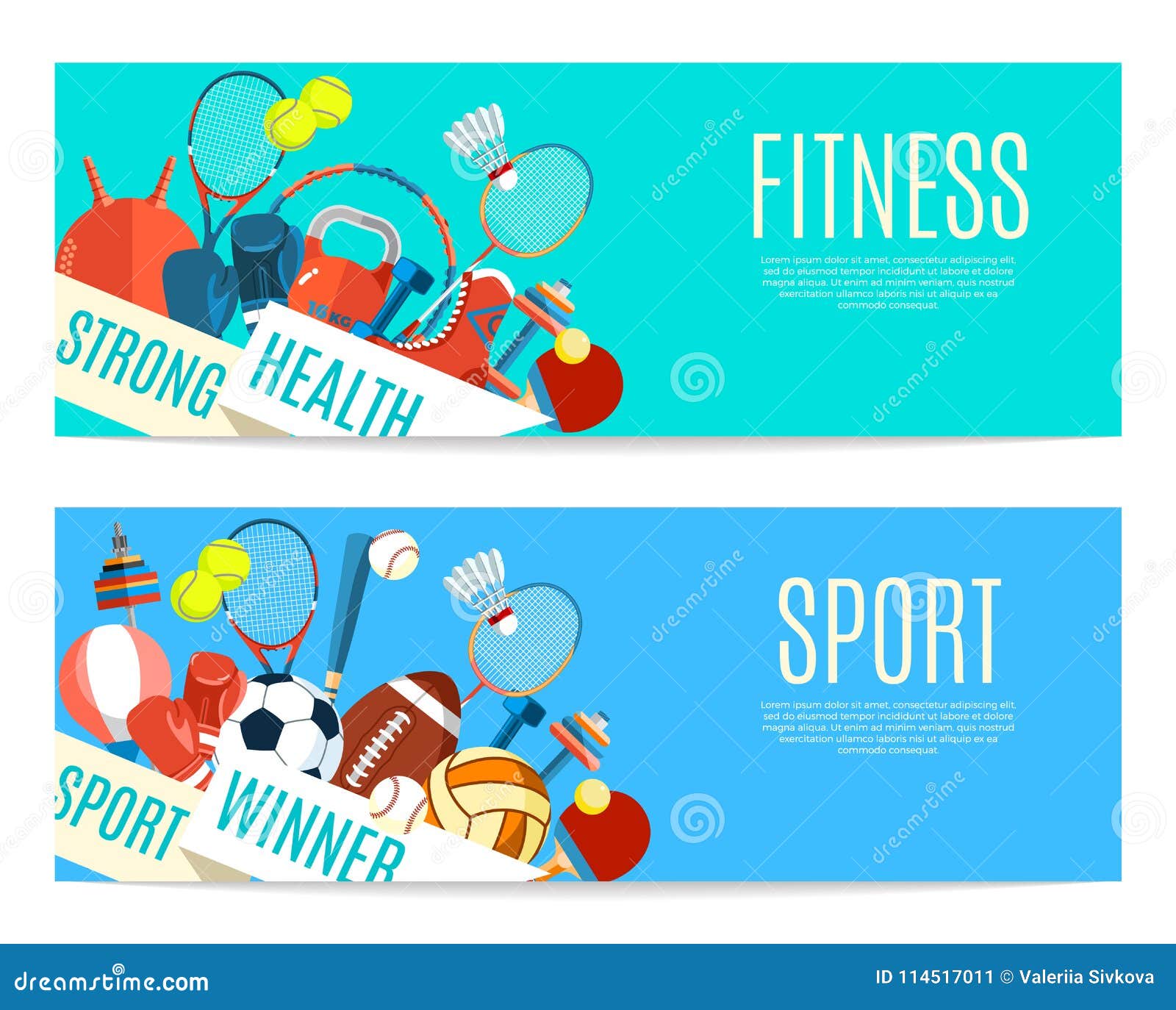 Banner Of Sport Balls And Gaming Equipment Poster With Text Sport Fitness For Banner Sticker Web Healthy Lifestyle Stock Vector Illustration Of Emblem American