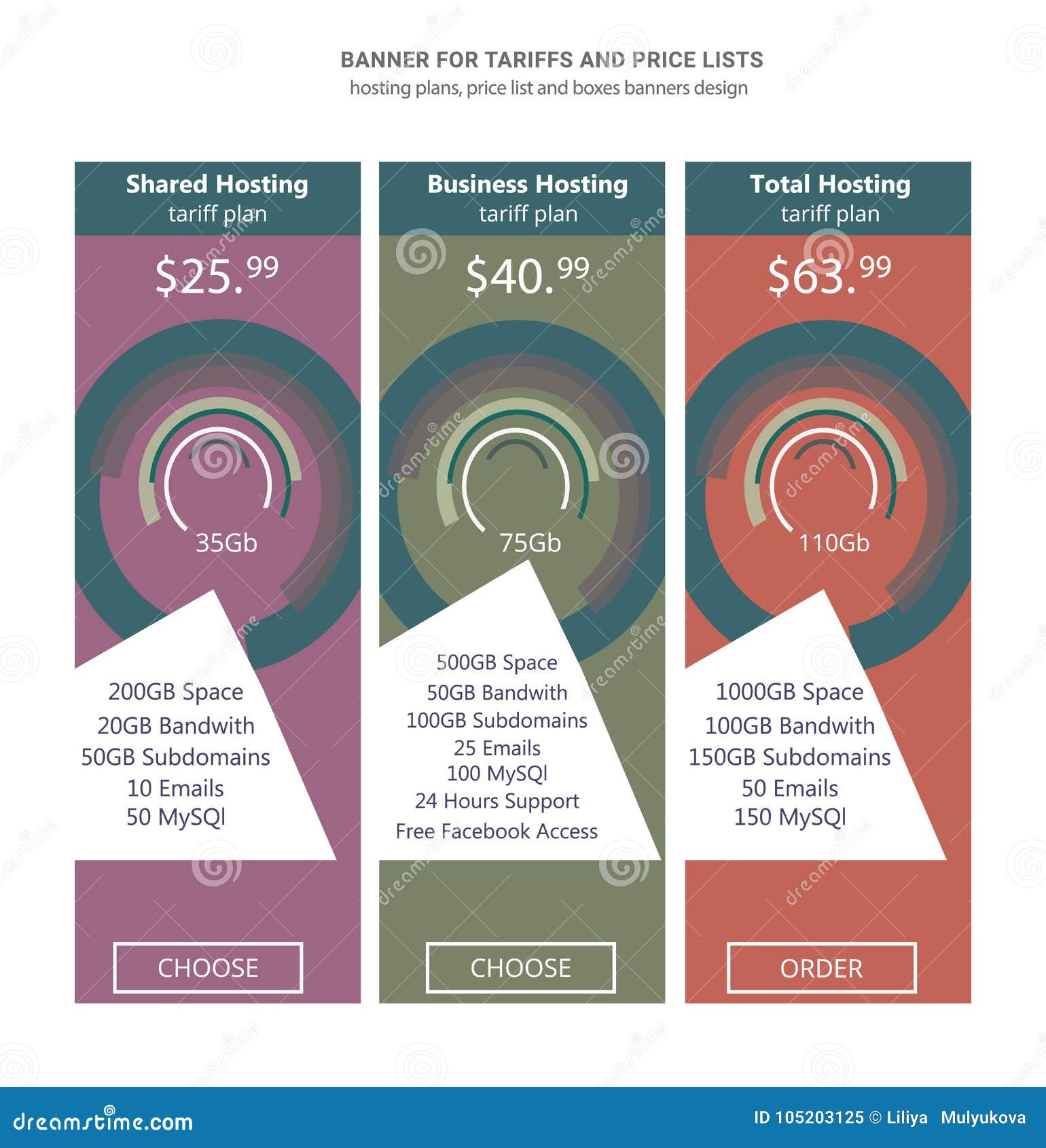 Banner for Tariffs, a Set of Pricing Tables Stock Vector Illustration