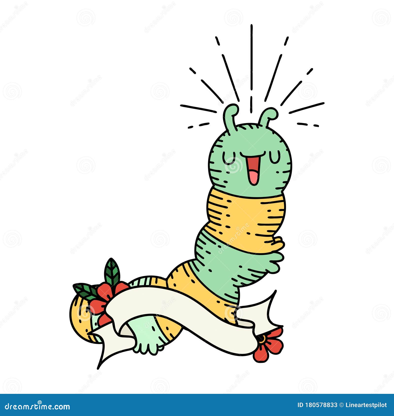 Banner with Tattoo Style Happy Caterpillar Stock Vector - Illustration of scroll, caterpillar: 180578833 Banner with Tattoo Style Happy Caterpillar Stock Vector - Illustration of scroll, caterpillar: 180578833
