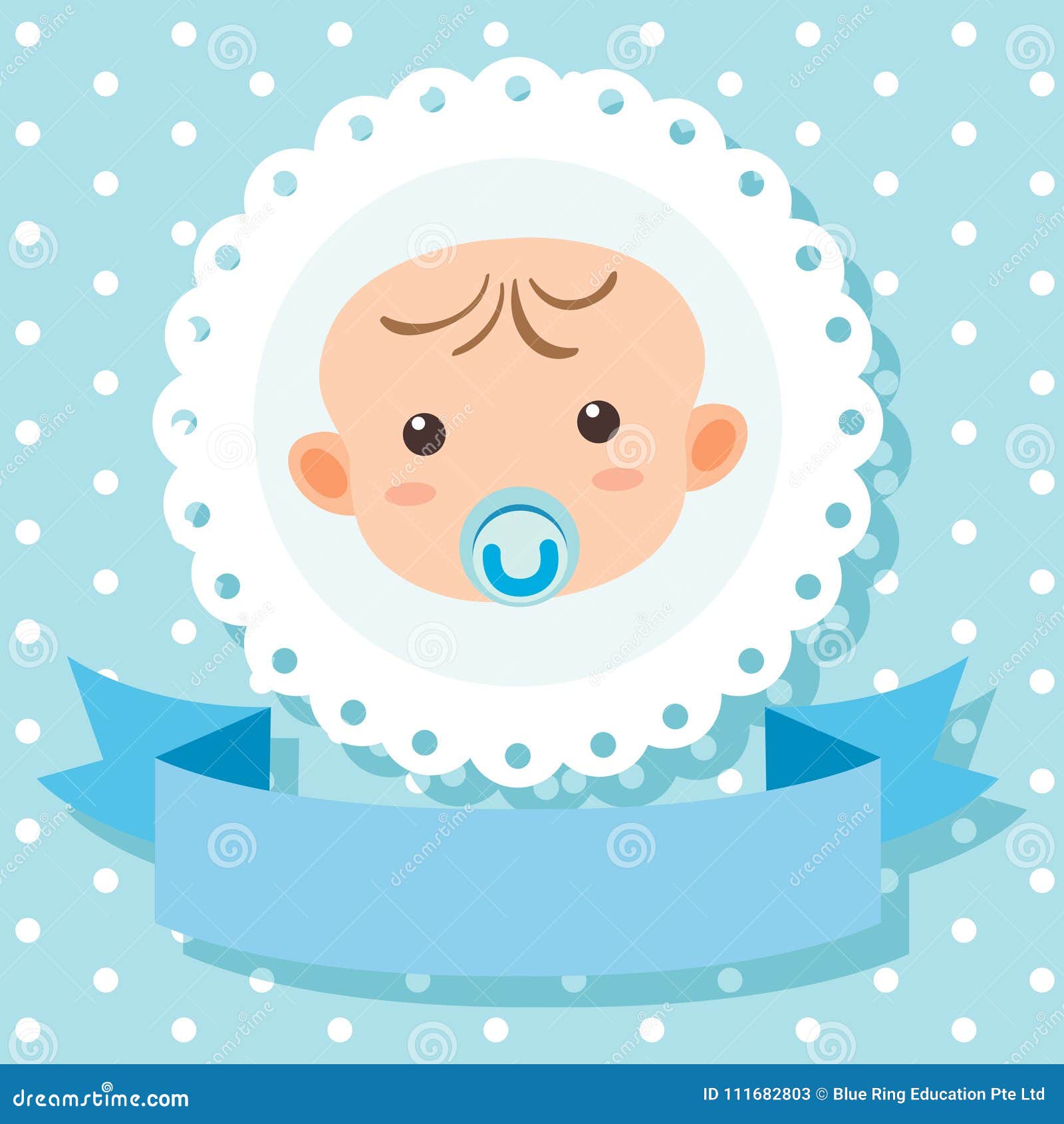 Banner Template with Baby in Blue Stock Vector - Illustration of clip