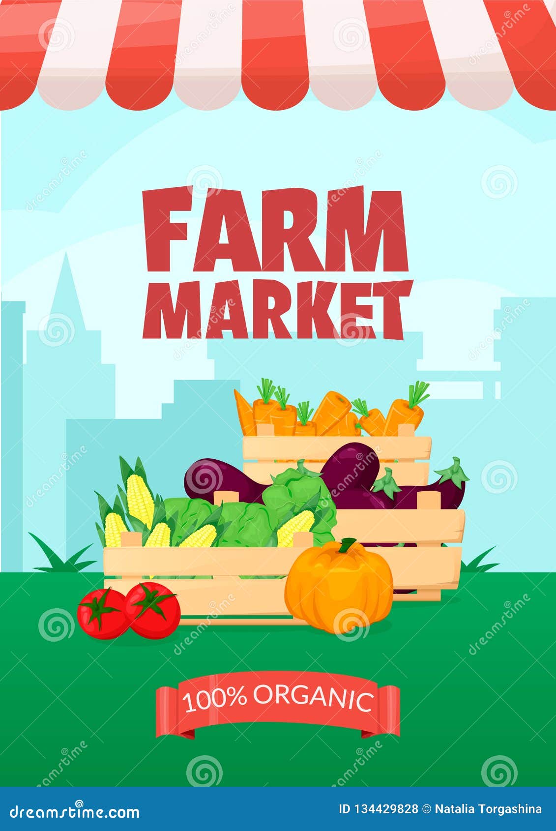 Banner Template for Farmers  Organic Local Shop. Selling Fruit  and Vegetables. Produce Stands Stock Vector - Illustration of concept,  clipart: 134429828