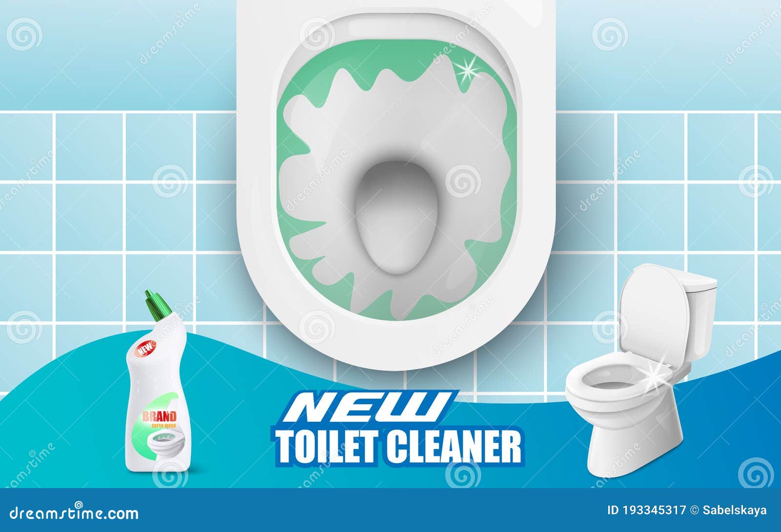 Banner Template of Toilet Cleaner with Lavatory, Realistic Vector  Illustration. Stock Vector - Illustration of background, banner: 193345317