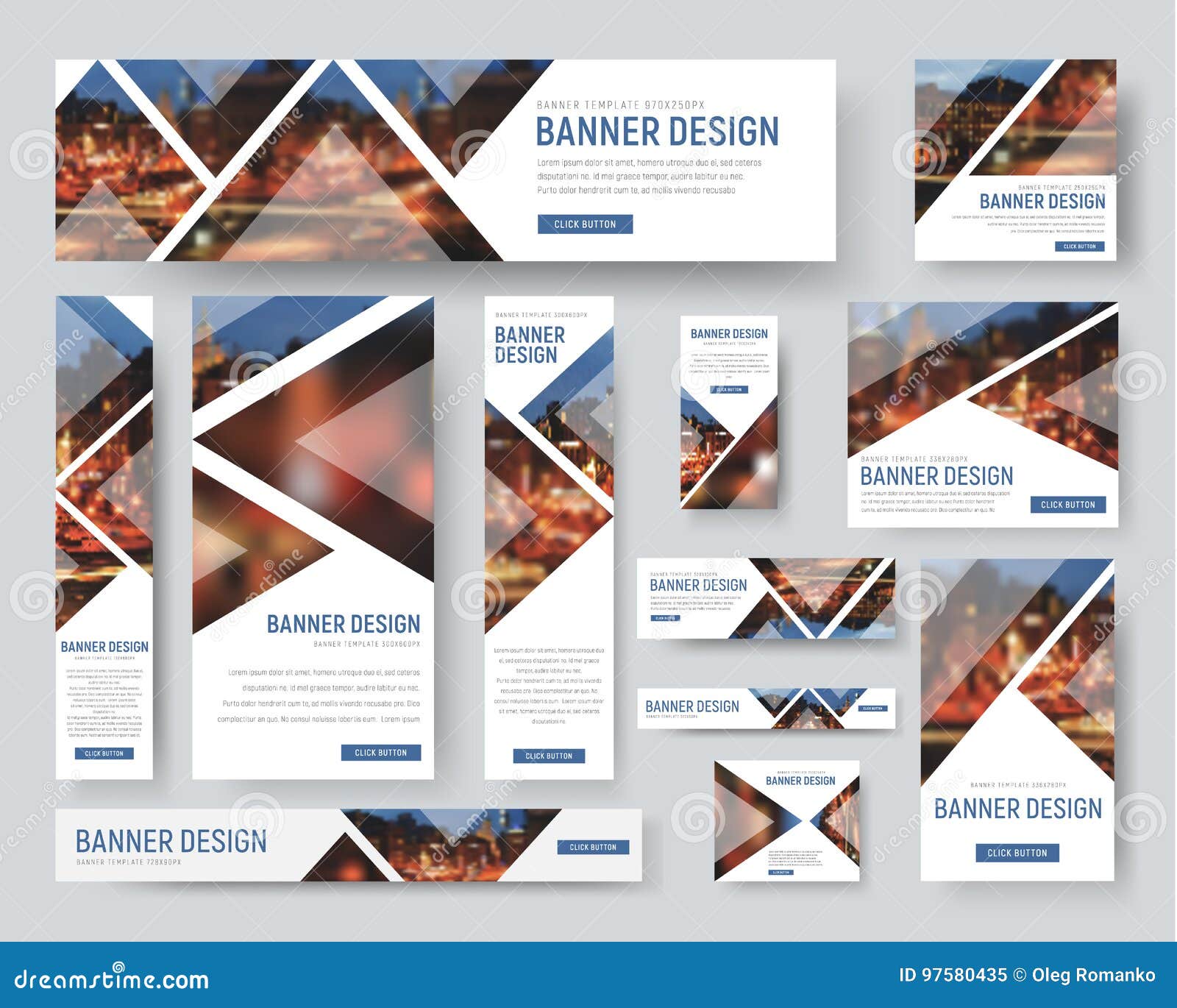 Banner Templates of Standard Size with Triangular Elements Stock Regarding Website Banner Design Templates