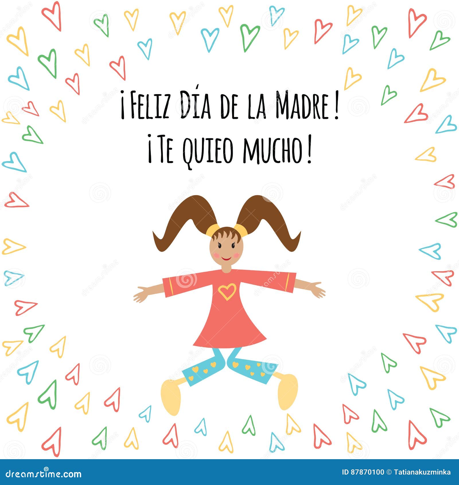 Vector card with text Happy Mothers Day, I love you in Spanish language wit...