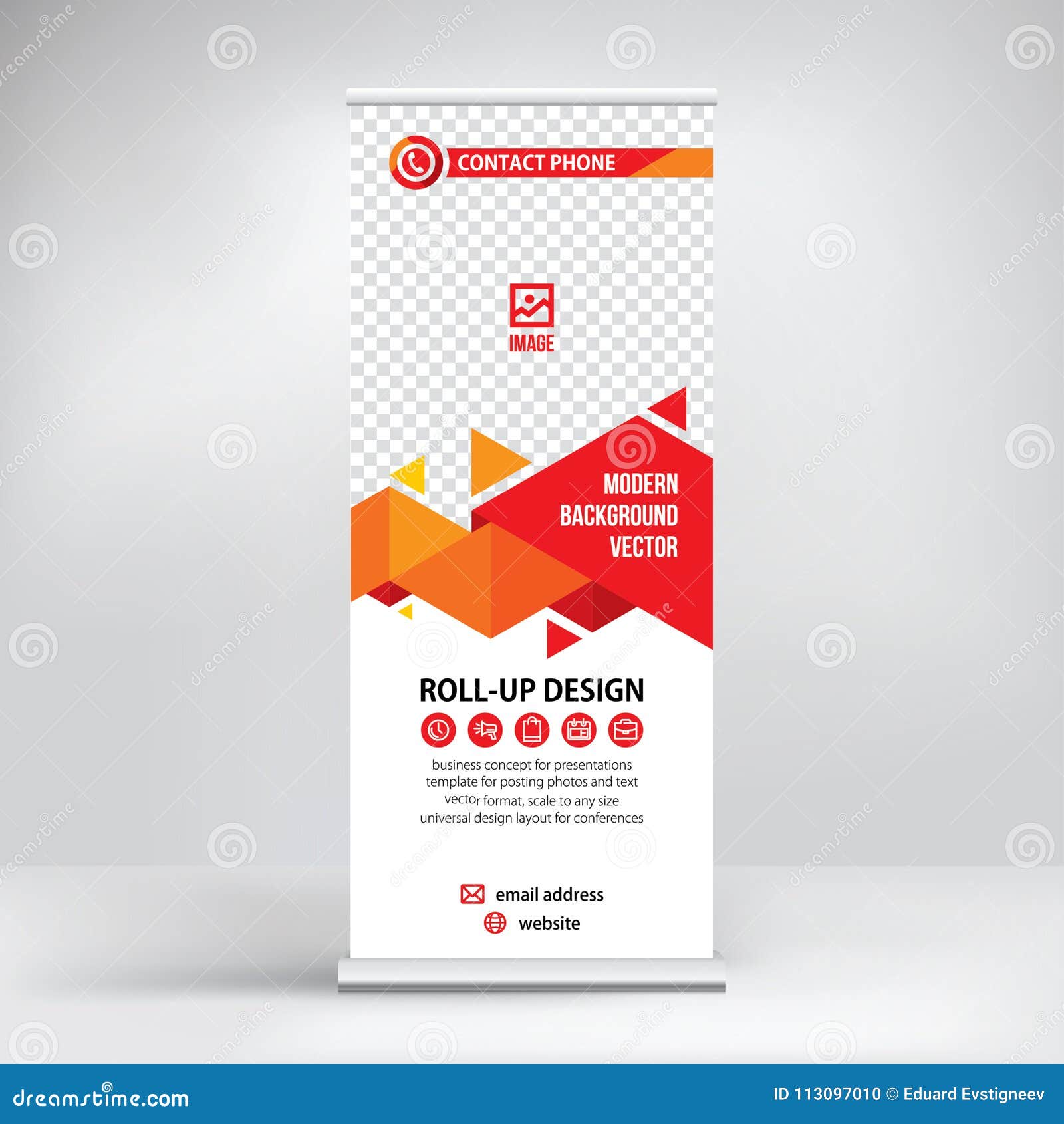 Roll Up Banner Template Stand Design For Exhibitions Presentations Seminars Modern Business Concept Stock Vector Illustration Of Promo Advertising