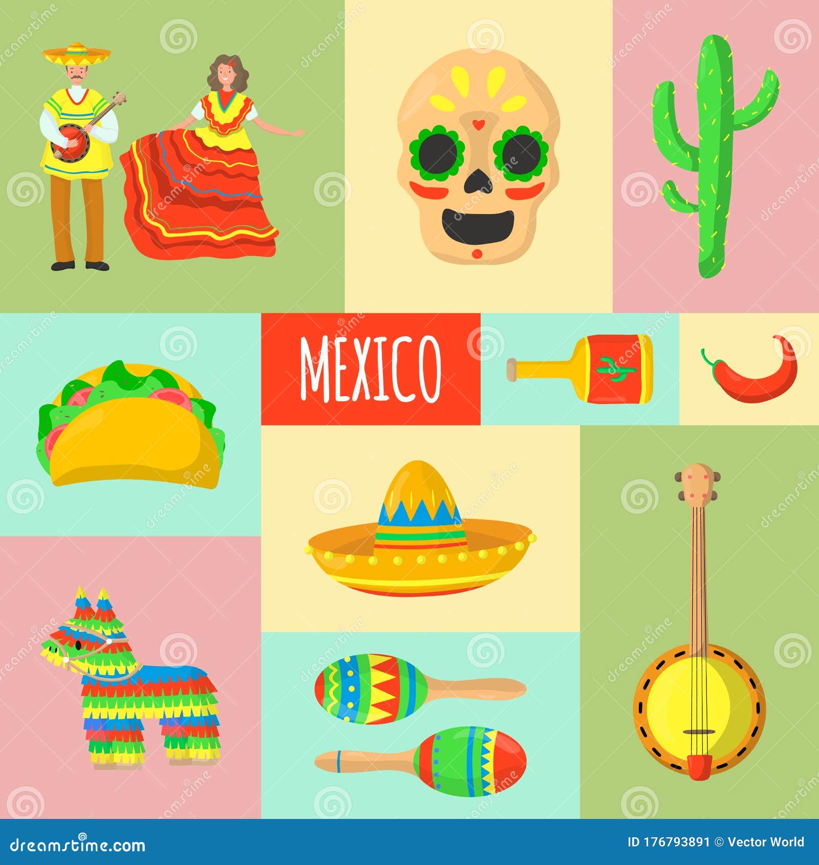 Banner Y Volante De La Cultura De México. Fiesta Mexicana Y Fiesta Con  Símbolos étnicos. Ilustración del Vector - Ilustración de cacto, fondo:  176793891