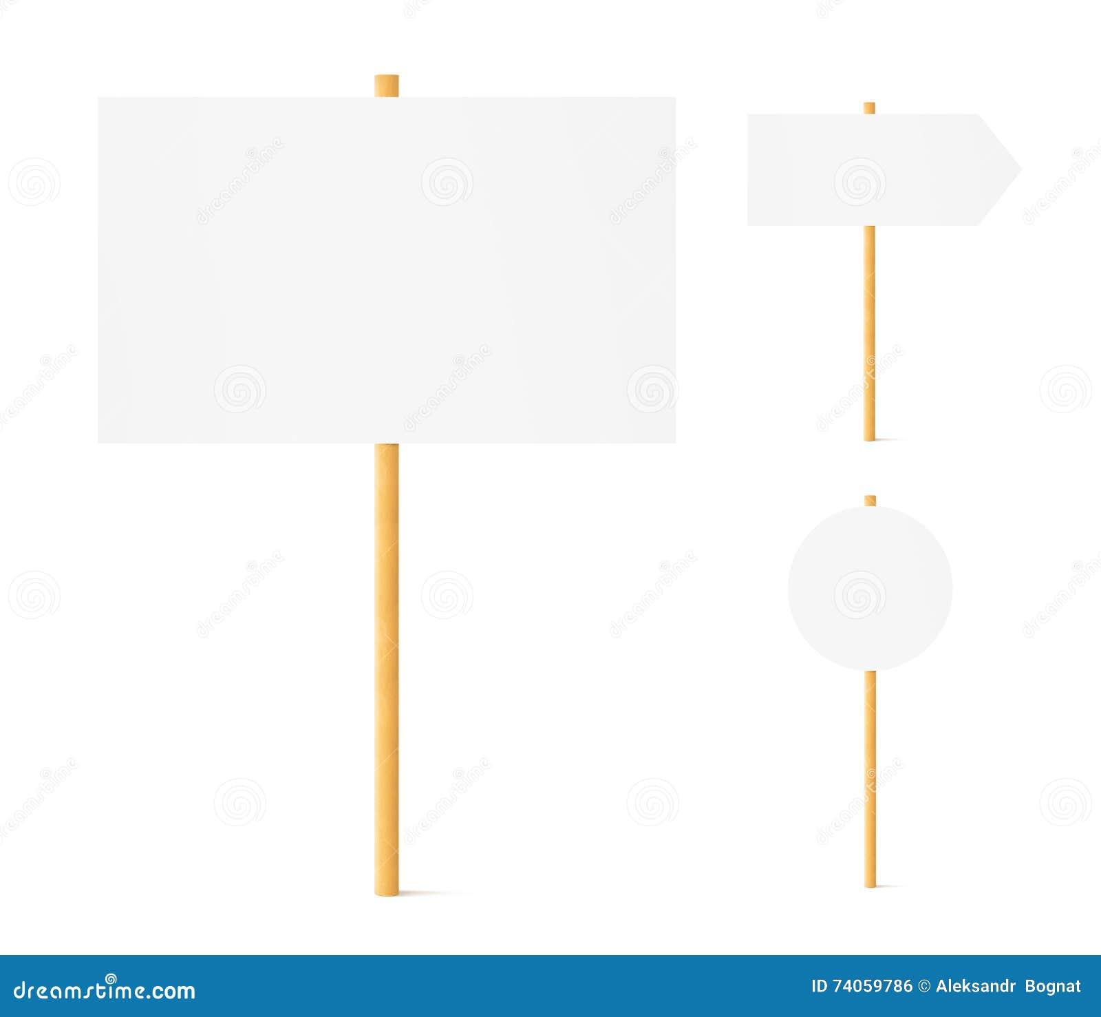 Banners Mock Up Set Wooden Sticks Isolated Stock ...