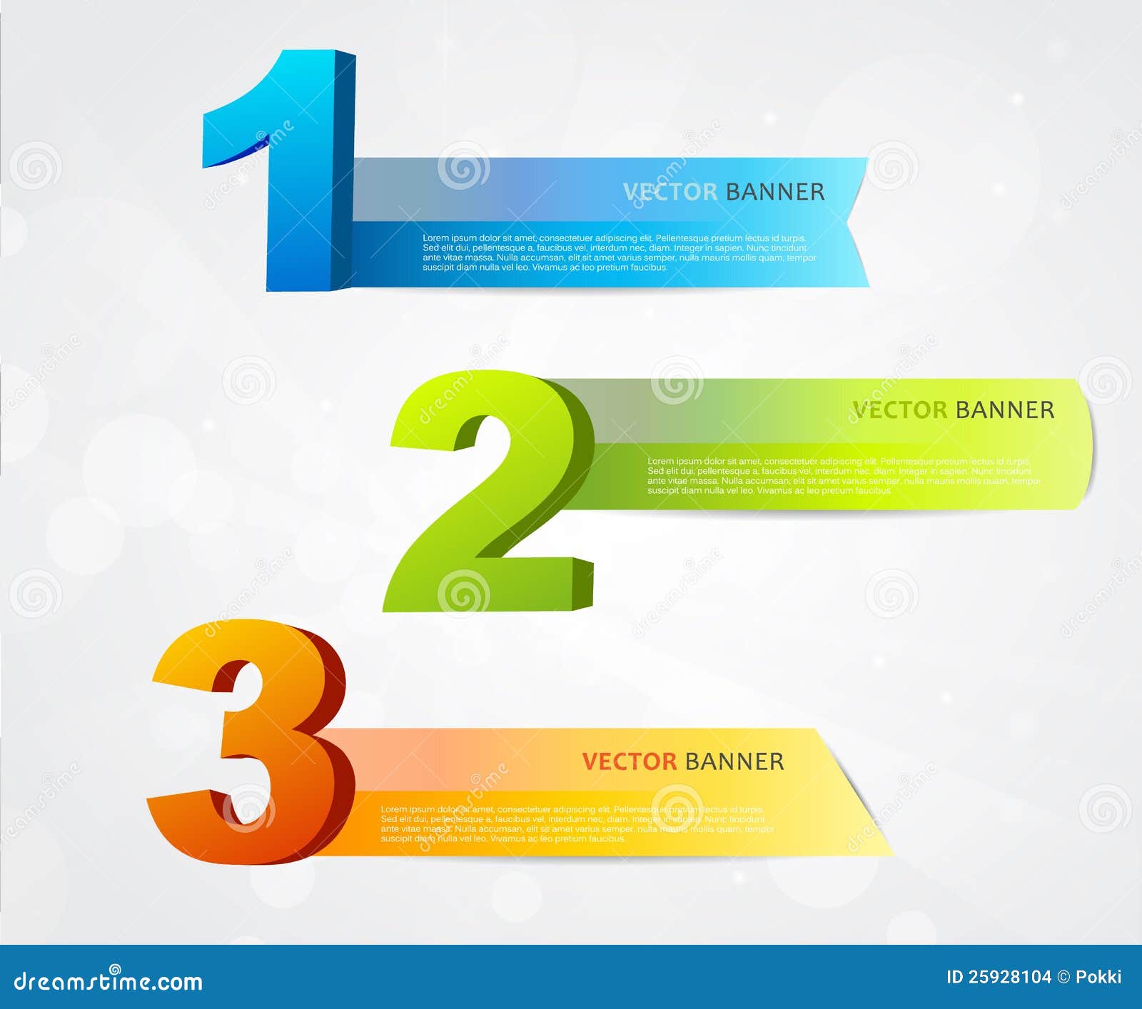 Banners with Numbers and Place for Own Text. Stock Vector