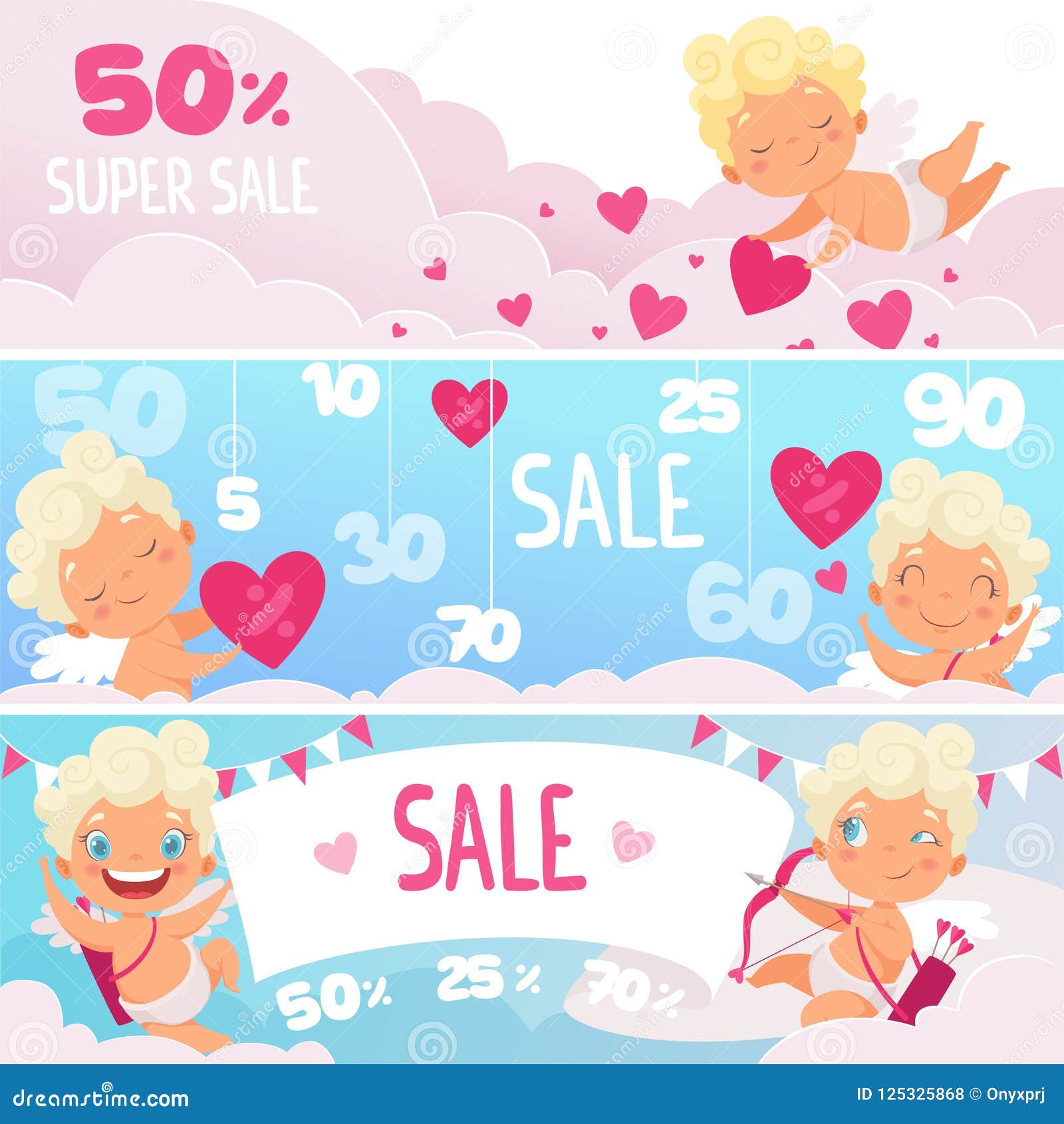 Scarica Gratis Images Bannieres De Vente De Saint Valentin Les Cupidons Droles Mignons actualisé salutations