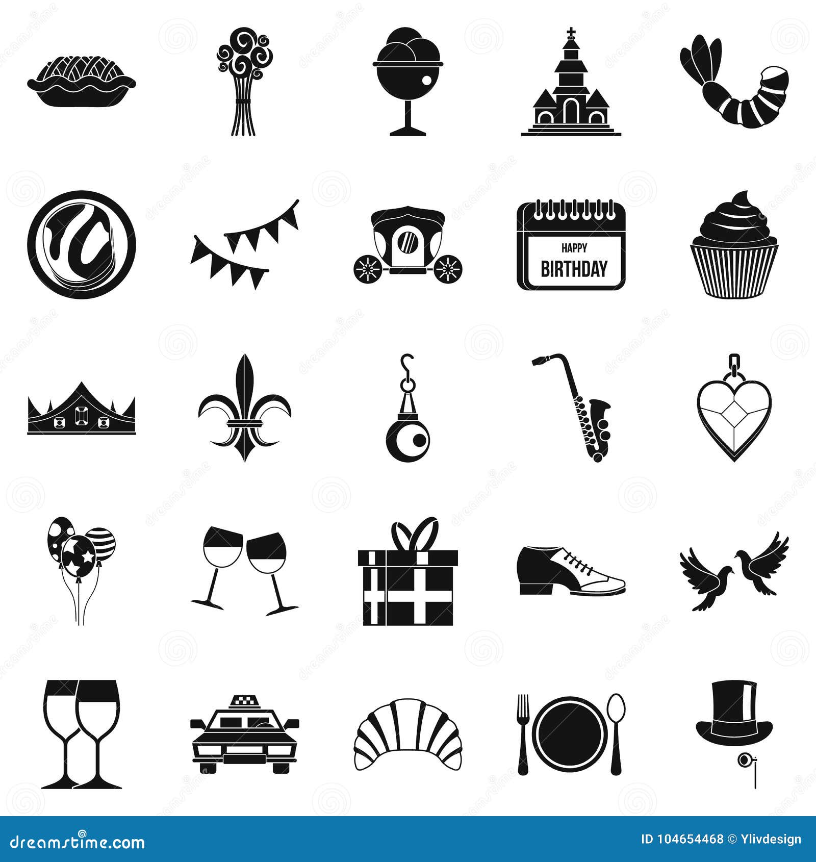 Banquet Icons Set, Simple Style Stock Vector - Illustration of glass ...