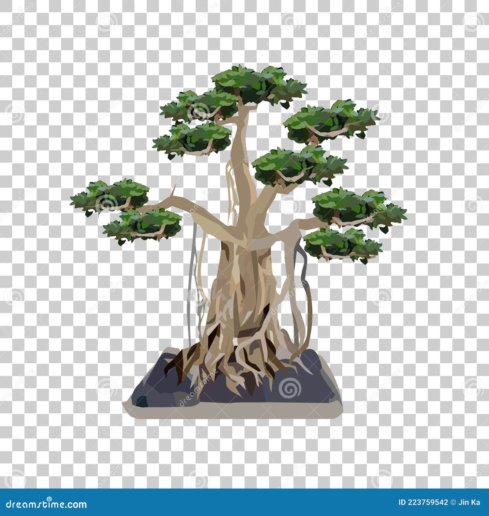 Banyan Tree Bonsai Illustration on Isolated Stock Vector - Illustration ...
