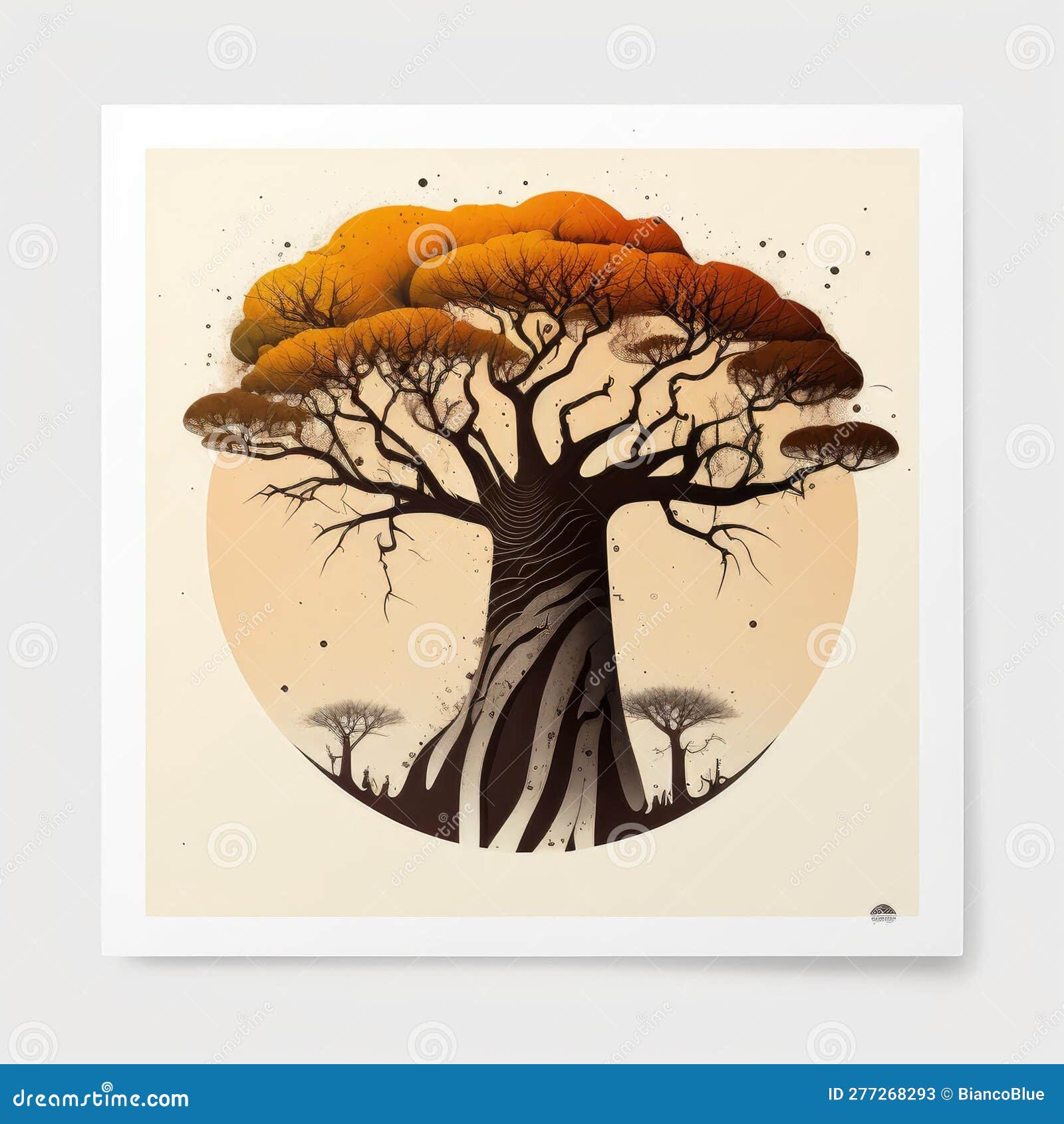 baobab tree modern graphic  on light background africa light color