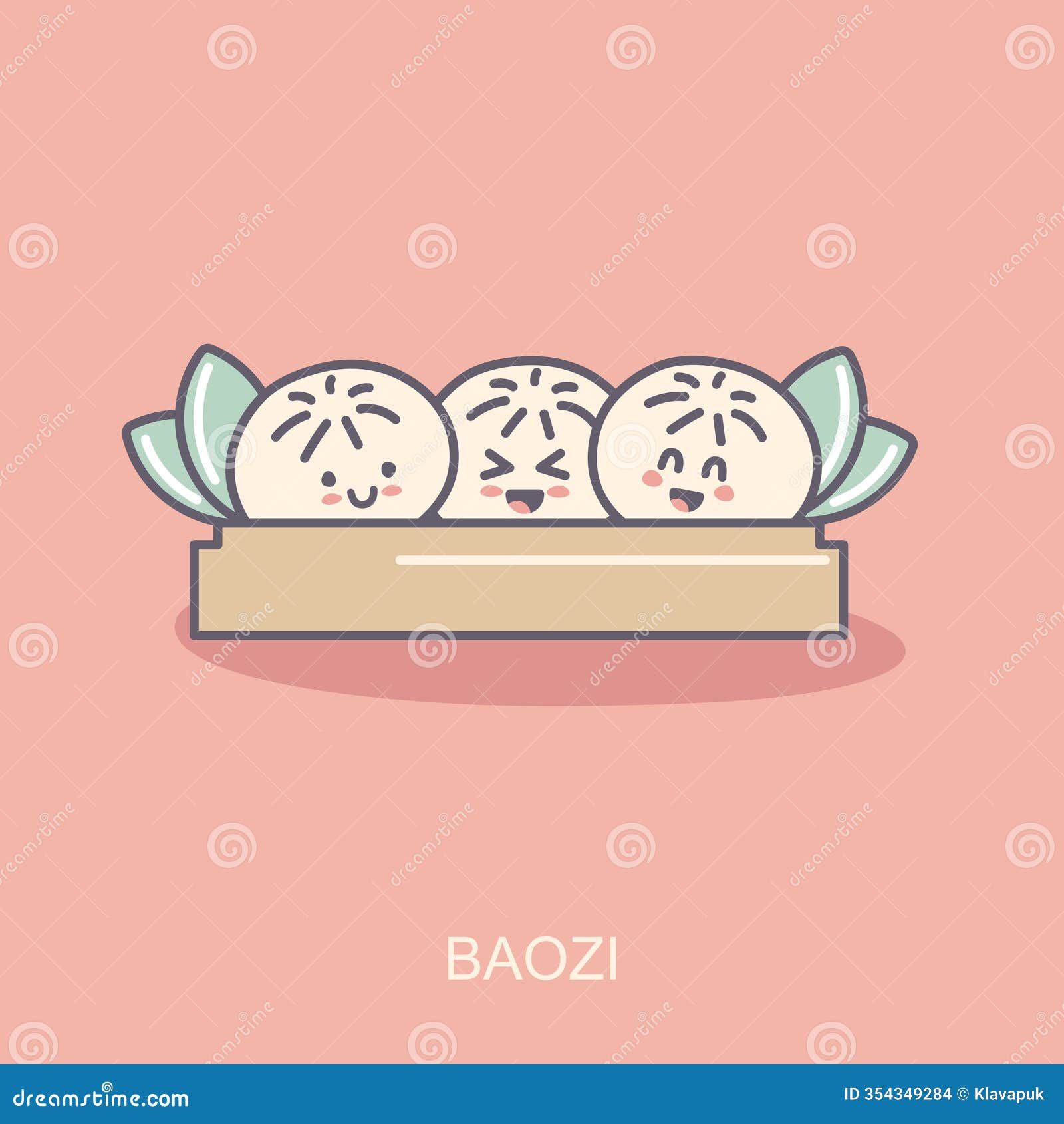 baozi dumpling. dim sum food , bao bun. flat icon in kawaii style