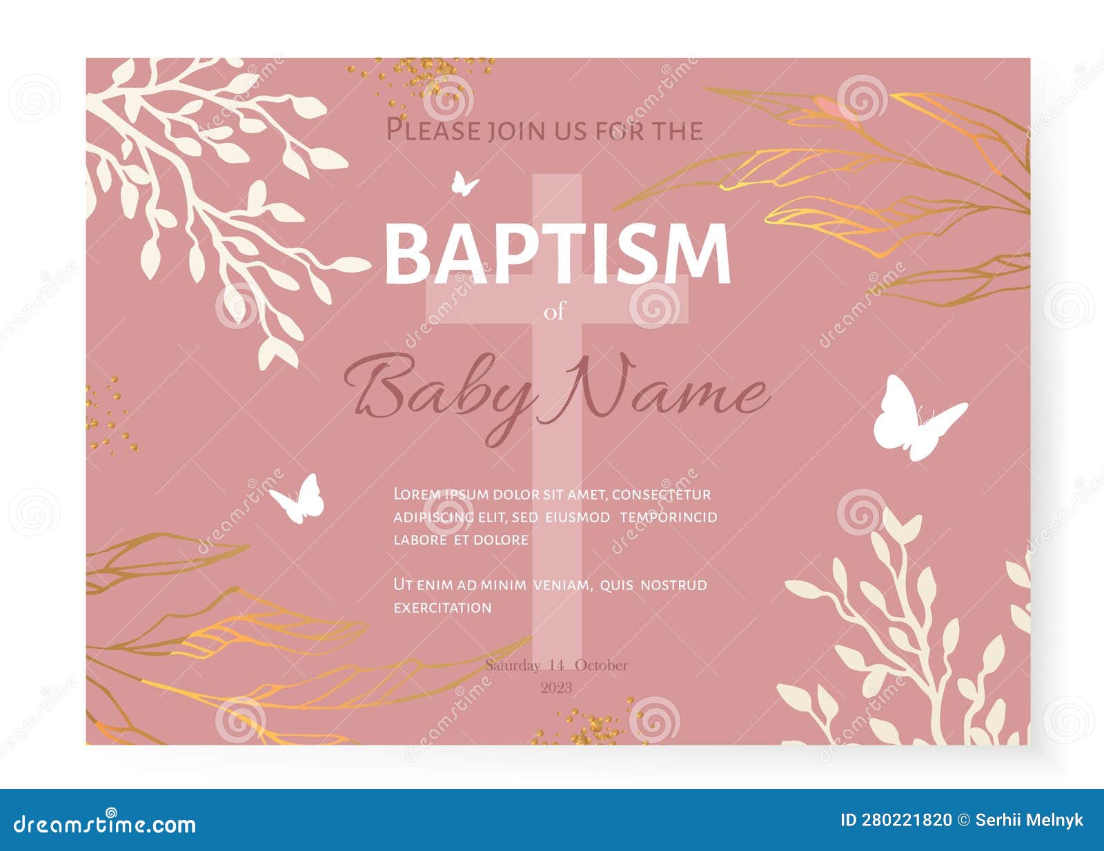 Baptism invitation card stock vector. Illustration of welcome - 280221820