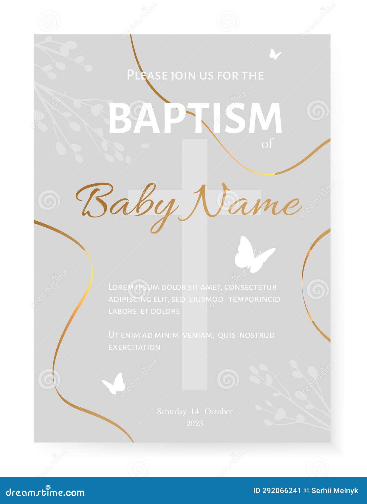 Baptism invitation card stock vector. Illustration of modern - 292066241