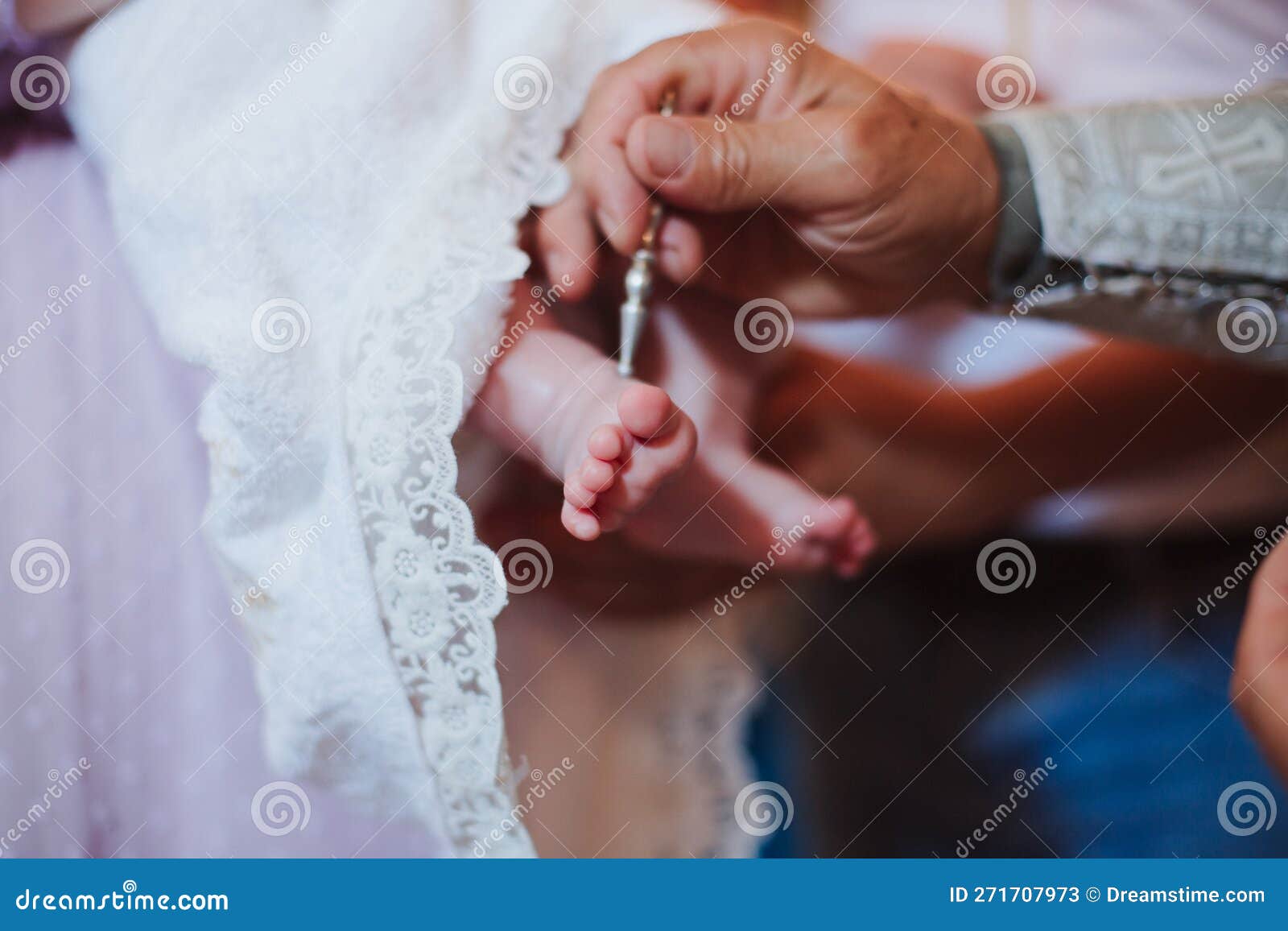 Baptism of a Small Child in the Church, Baptism Ceremony Stock Image