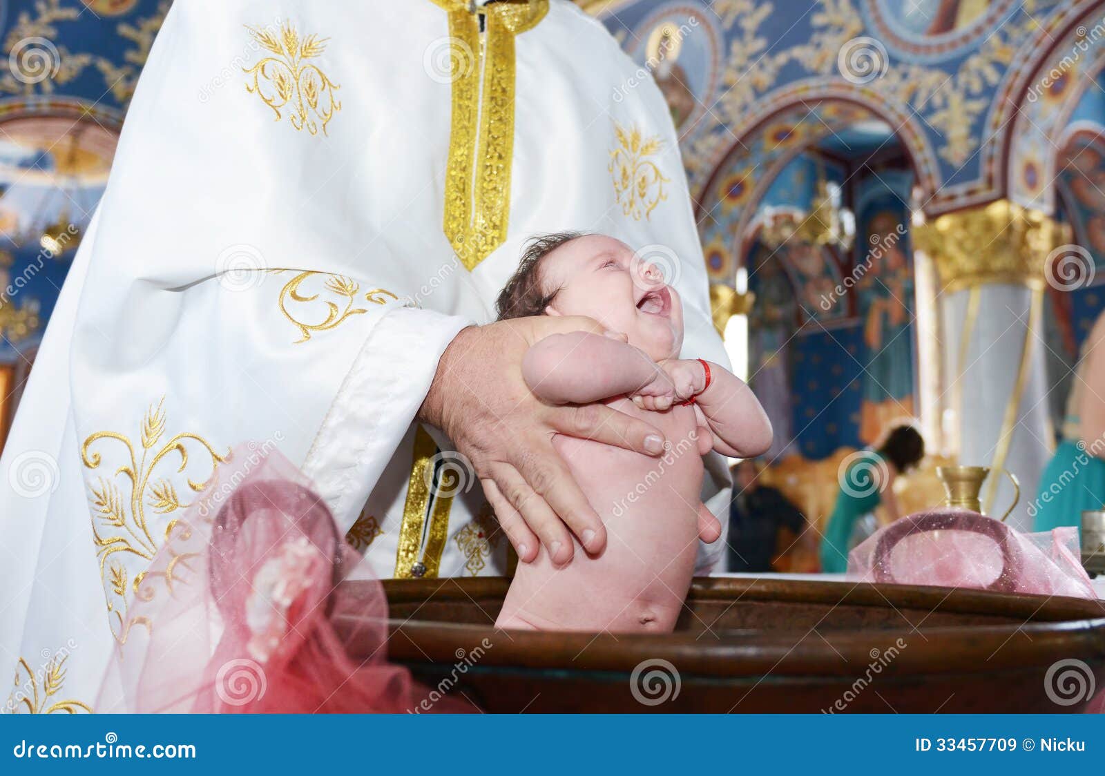 Baptizing newborn baby stock image. Image of ritual, baptizing 33457709