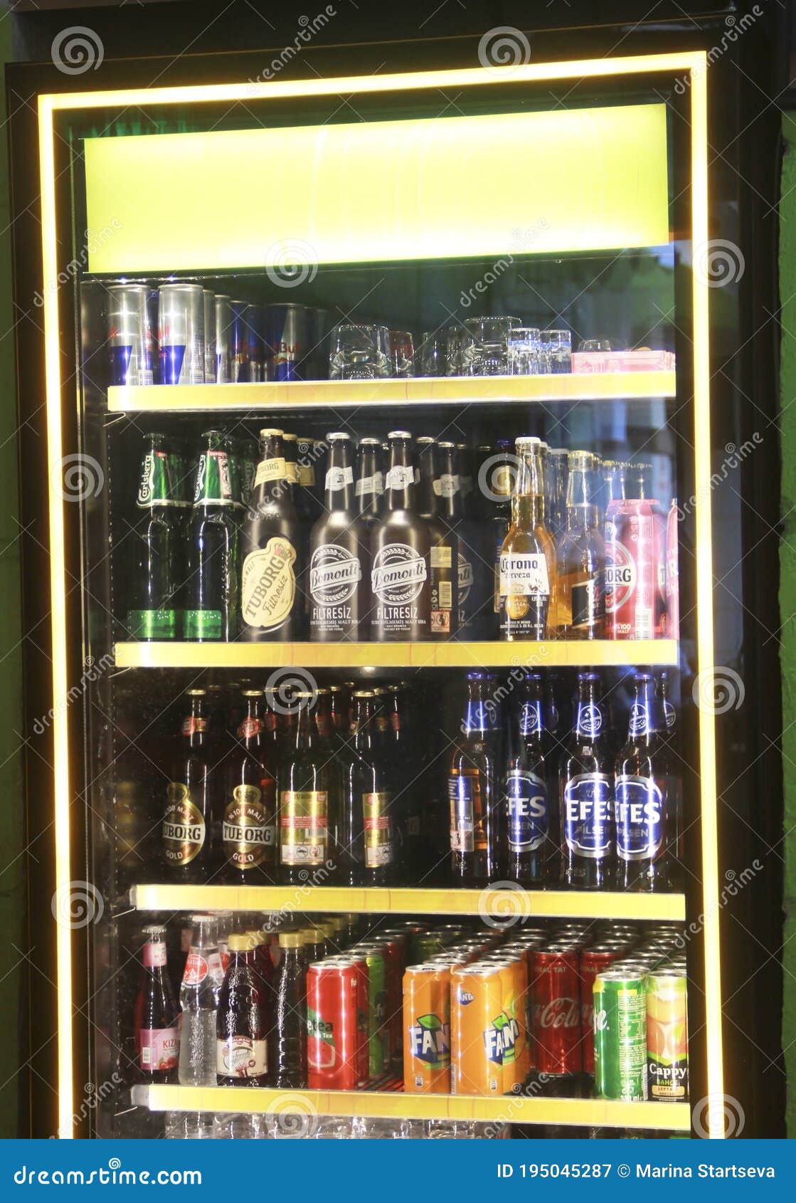 Antalya, Turkey, July 24, 2020. Bar with Alcoholic Beverages in the a