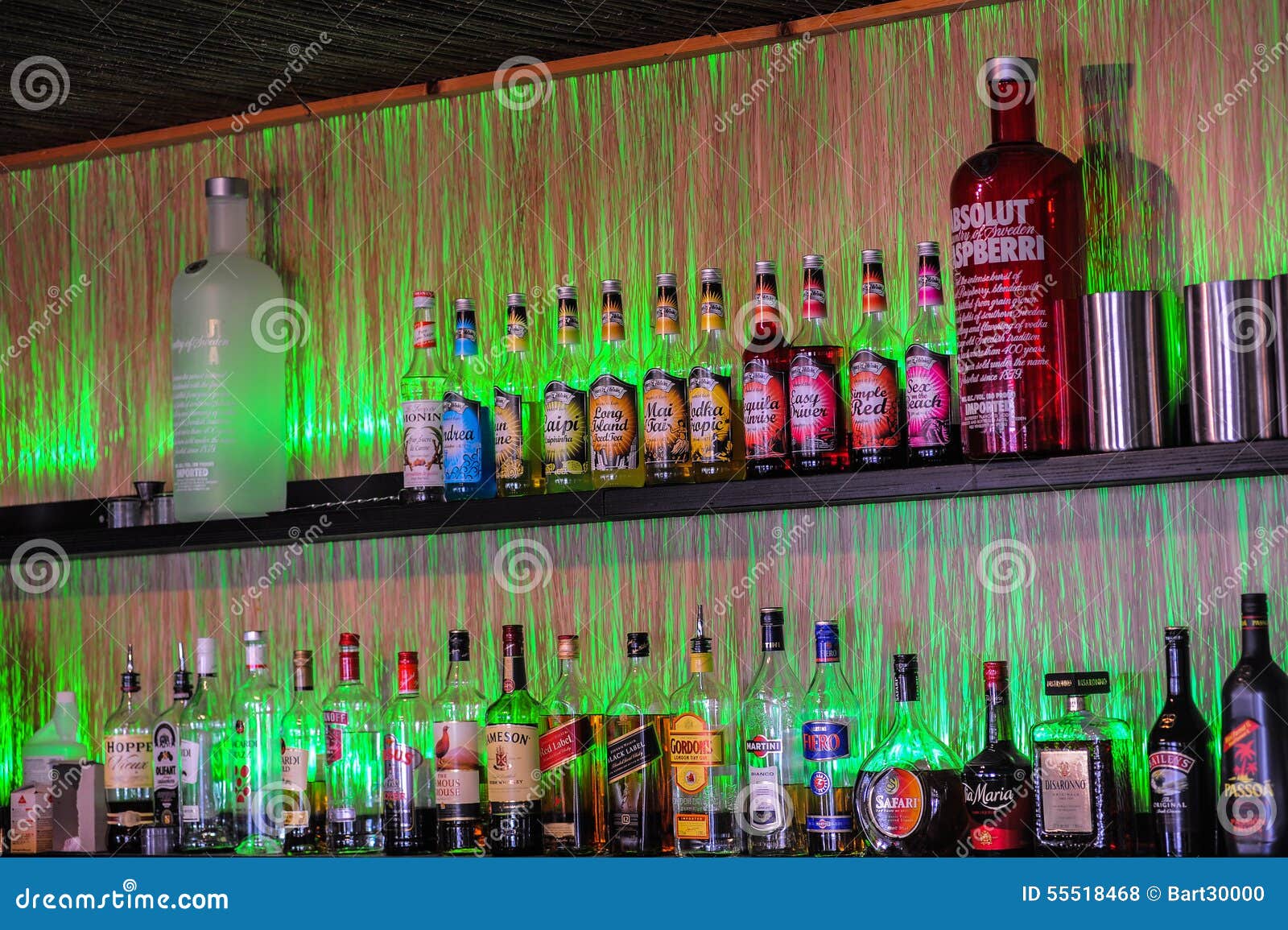 Bar bottles editorial stock photo. Image of pink, label 55518468