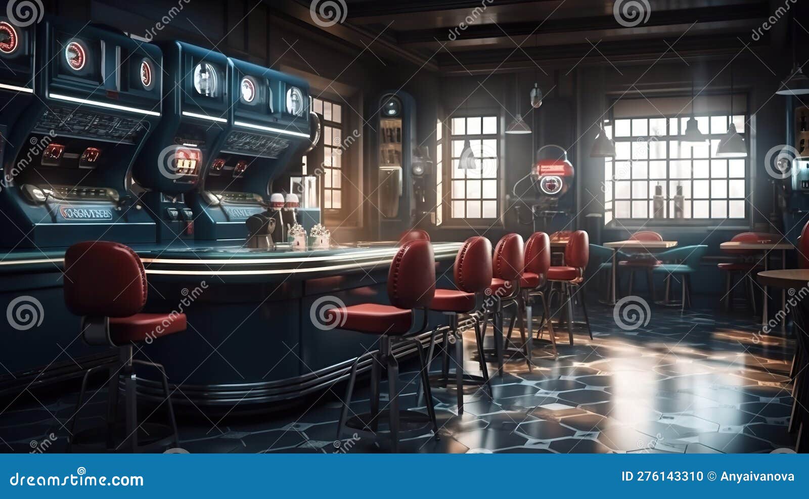 A Bar with a Bunch of Red Chairs. AI Generative Image. Dark Academia ...