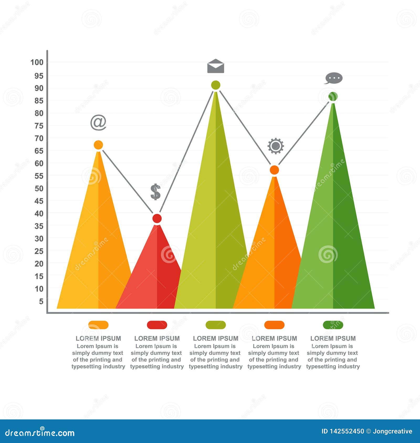 Bar Chart Graph Triangle Pyramid Statistical Business Infographic Stock