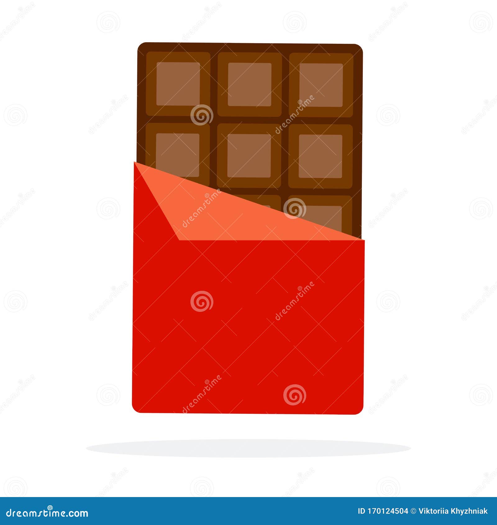 Bar of Chocolate in a Wrapper Vector Flat Material Design Isolated