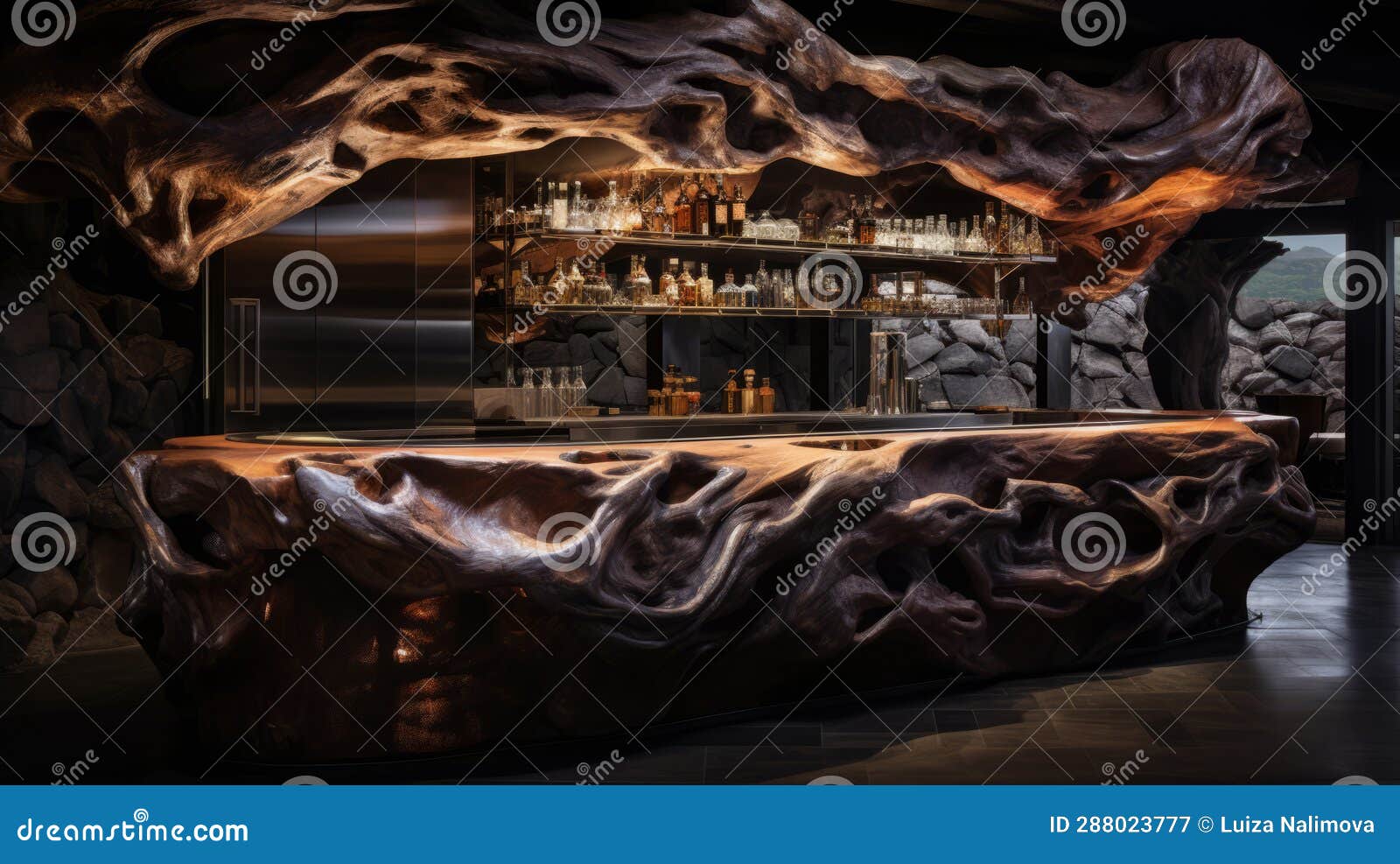 Bar Counter Made of Solid Wood. Ecofriendly Tropical Bali Style Stock