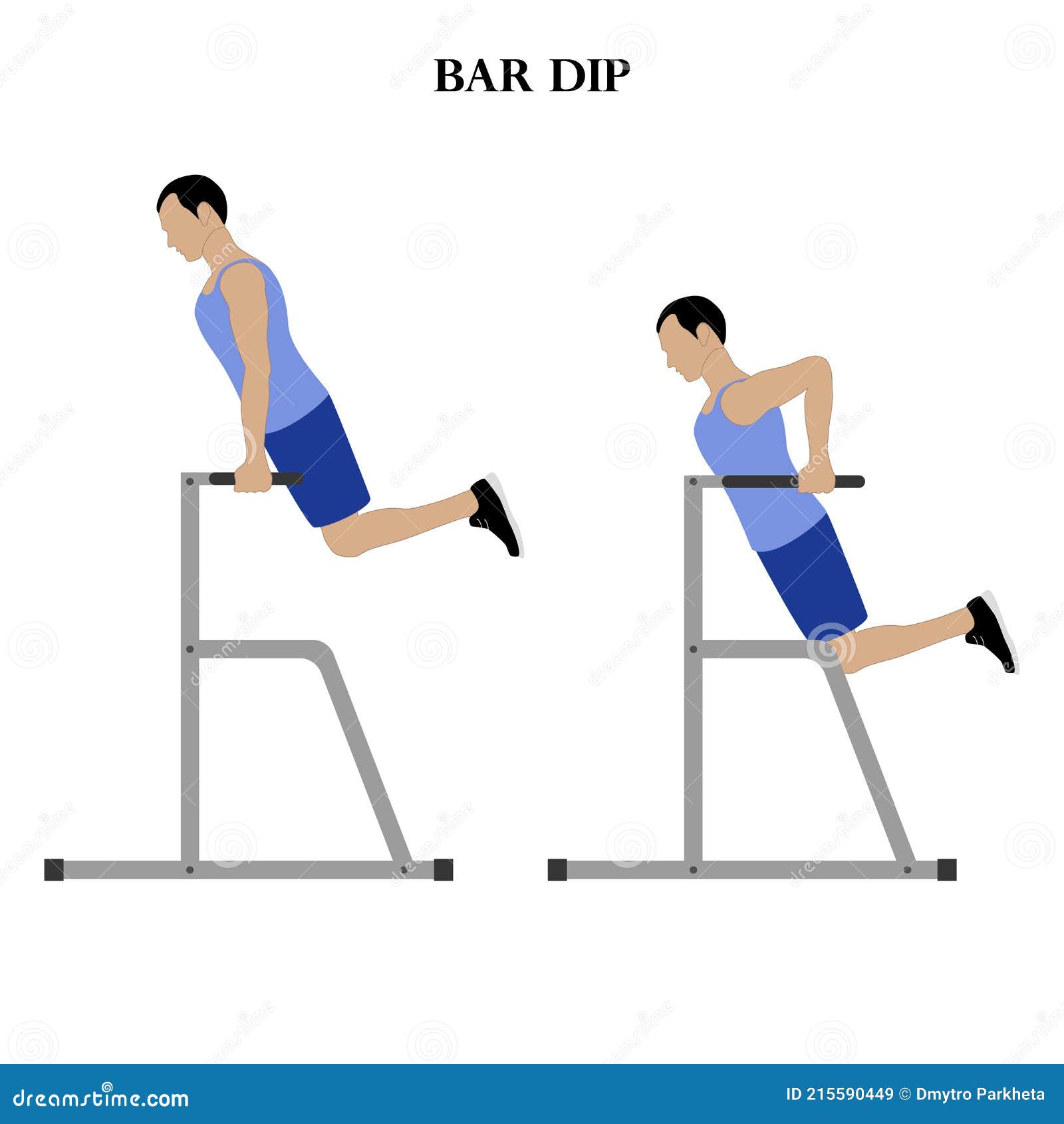 Bar Dip Exercise Strength Workout Vector Illustration Stock Vector